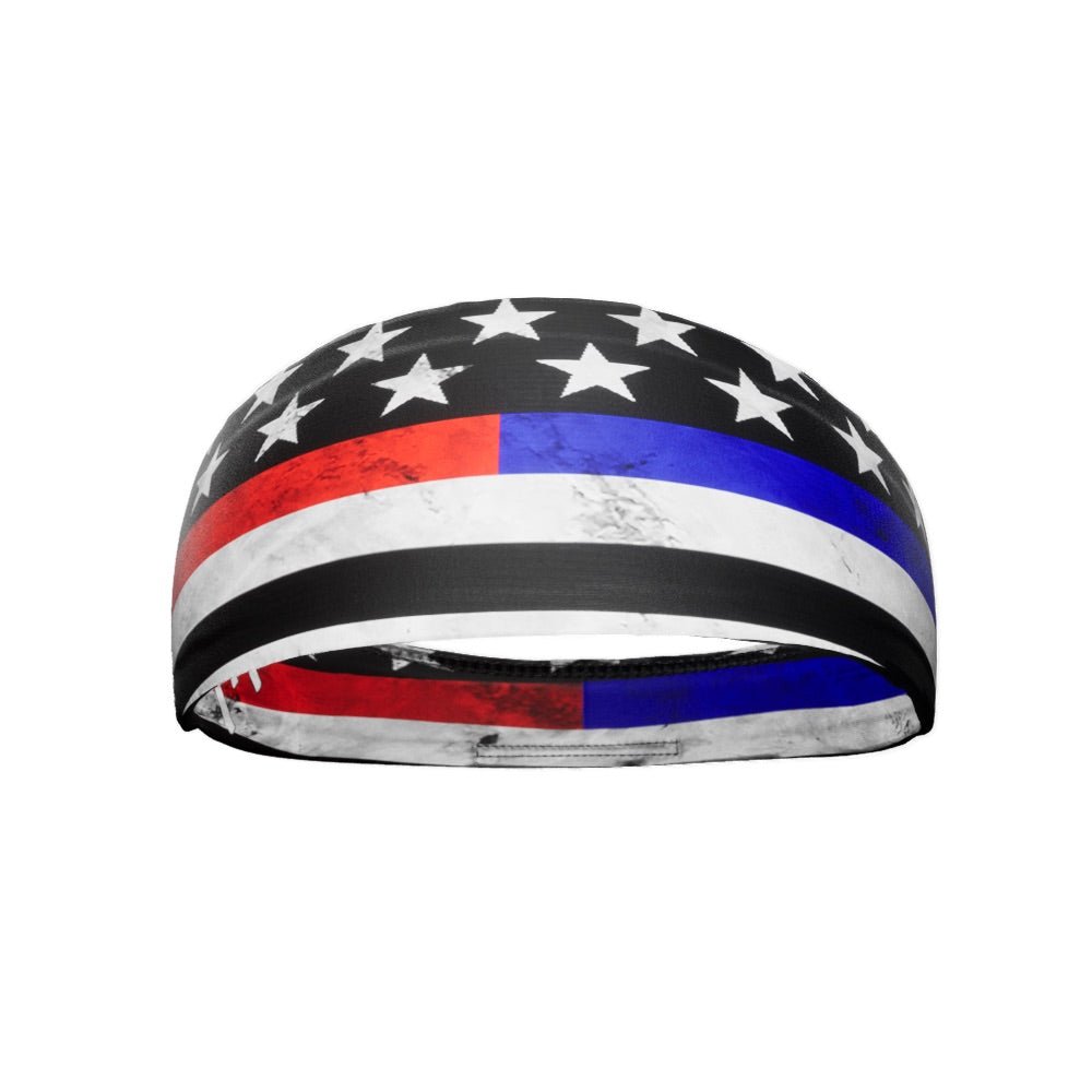 Thin Red and Blue Line Headband - Patriotic Stretchable Hairband for Police & Military Support - Perfect for Workouts, Rallies & Everyday Wear