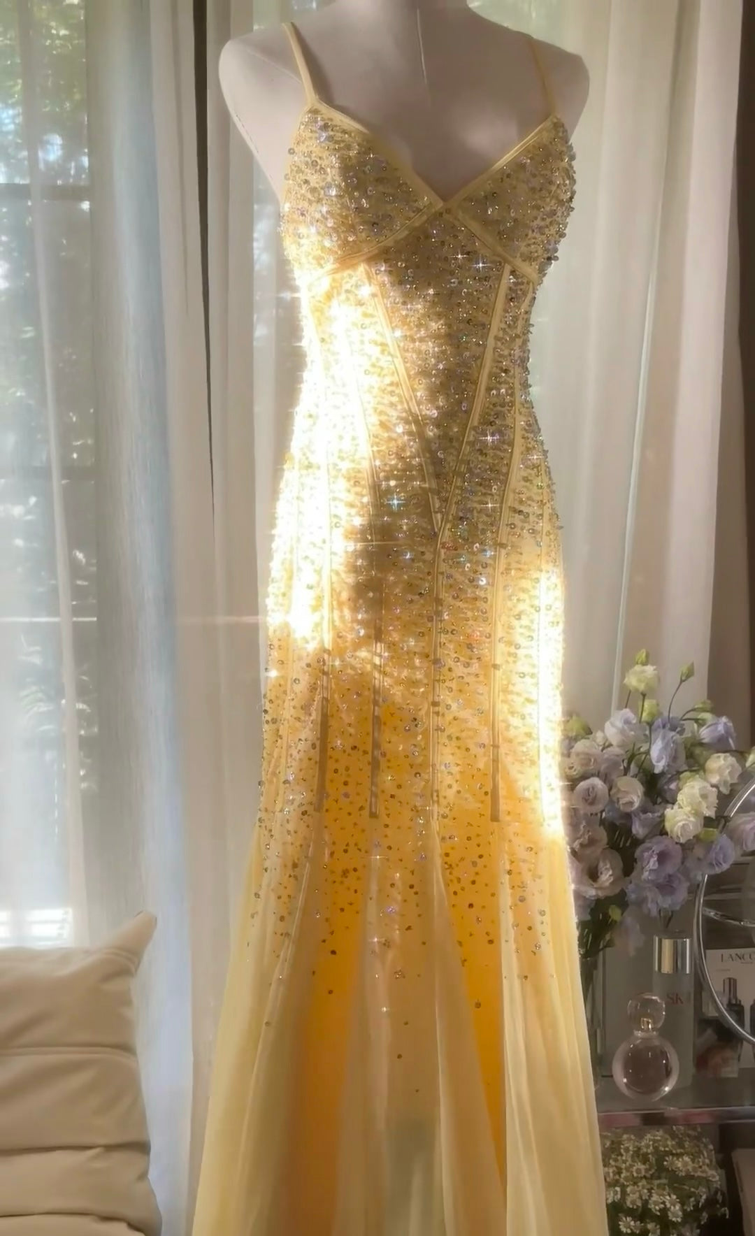 Elegant Backless Mermaid Yellow Prom Dress with Sequin Details - Formal Evening Gown J6546 for Homecoming, Pageant & Special Occasions