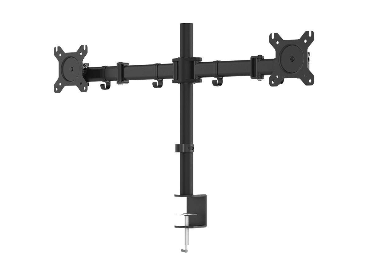 Monoprice 116246 Dual Monitor Arm Mount - Adjustable Articulating Stand for 13-32 Inch Screens, Black | Ergonomic Home Office & Gaming Setup