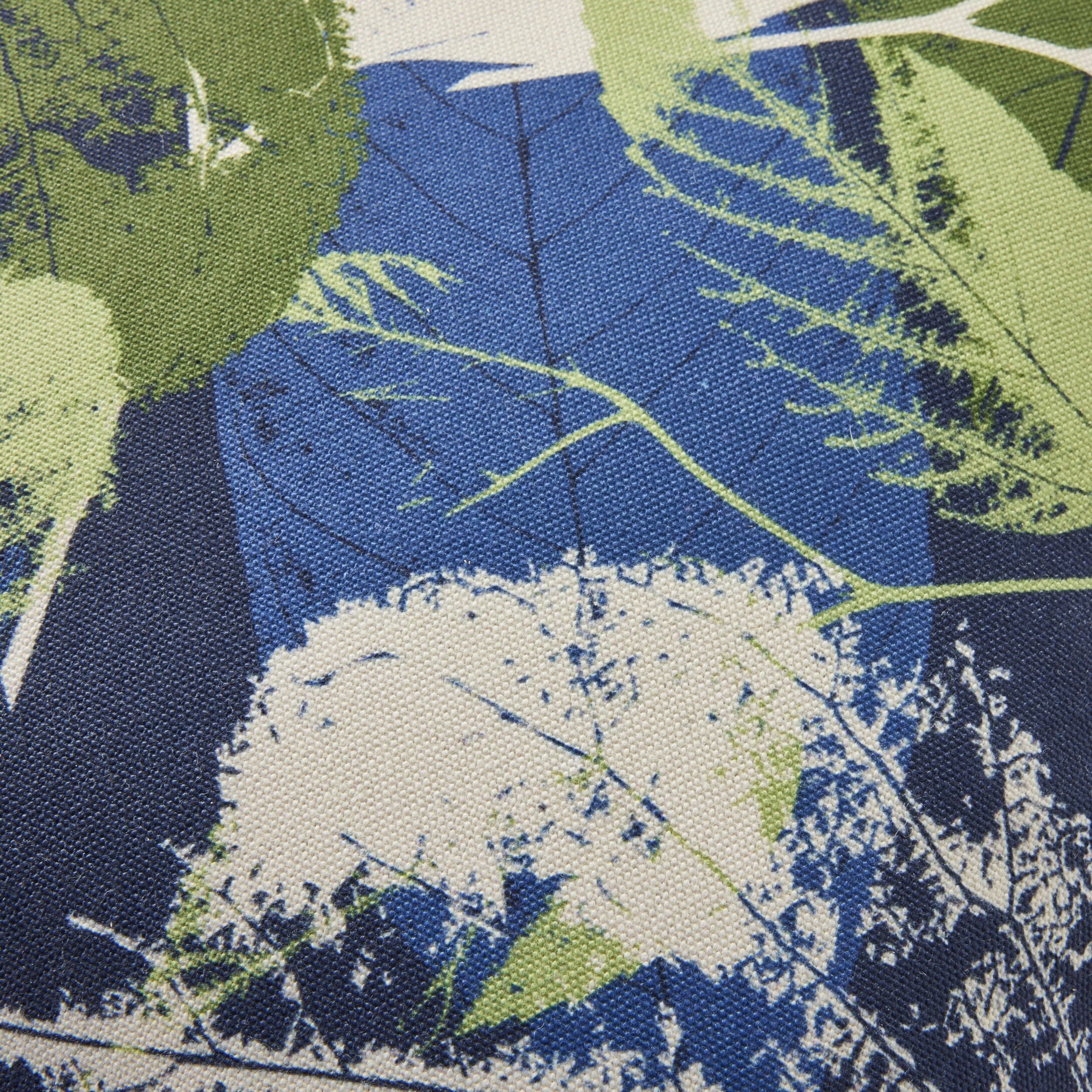Aruba Leaves Print Blue Cushion Cover 45x45 Inches - Perfect for Sofa, Bed, and Home Decor
