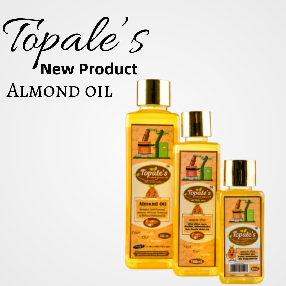 Topale's 100% Pure Cold Pressed Almond Oil 50ml - Vitamin E Rich Badam Oil for Face, Hair Growth & Baby Massage | Nourishes Skin & Strengthens Hair | Perfect for Daily Skincare, Hair Care & Infant Massage Routines