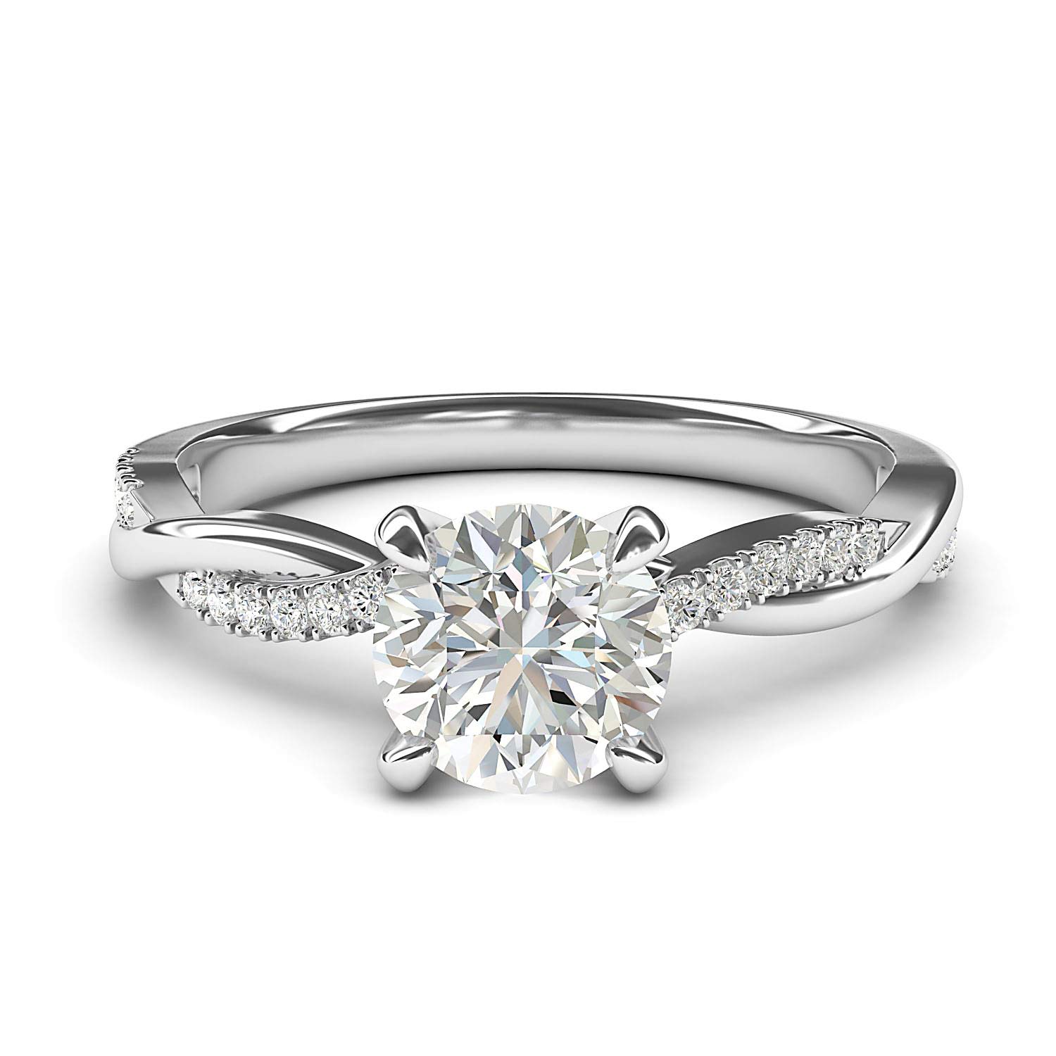 10K White Gold 4-Prong Petite Twisted Vine Engagement Ring - 1.0 CT Simulated Diamond or Genuine Moissanite Bridal Ring for Women, Perfect for Proposals, Weddings & Anniversary Gifts