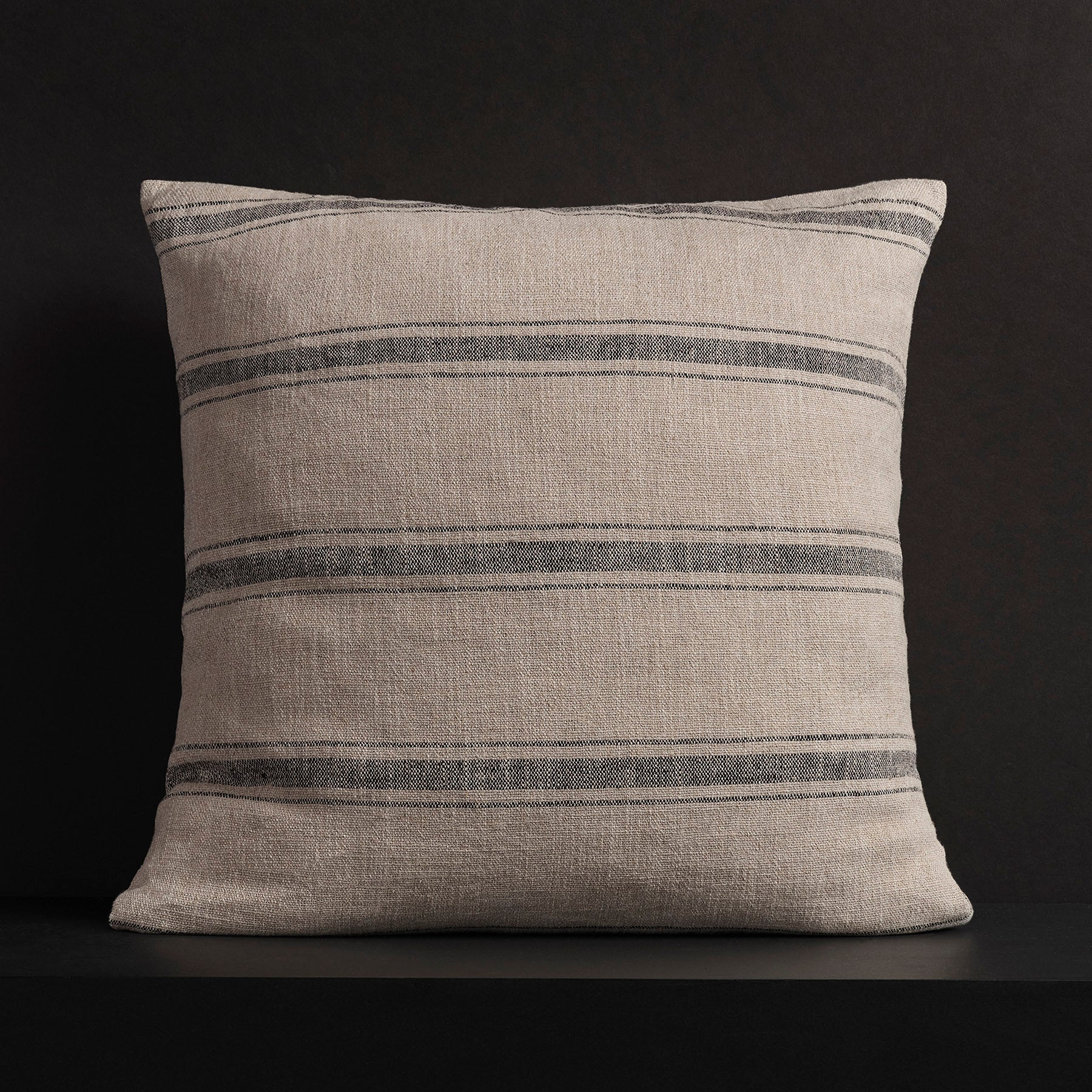 Stripe Textured Gauze Pillow Cover - Natural & Black Colors | Breathable Cotton Bedding for Boho Chic Home Decor, Bedroom Throw Pillow