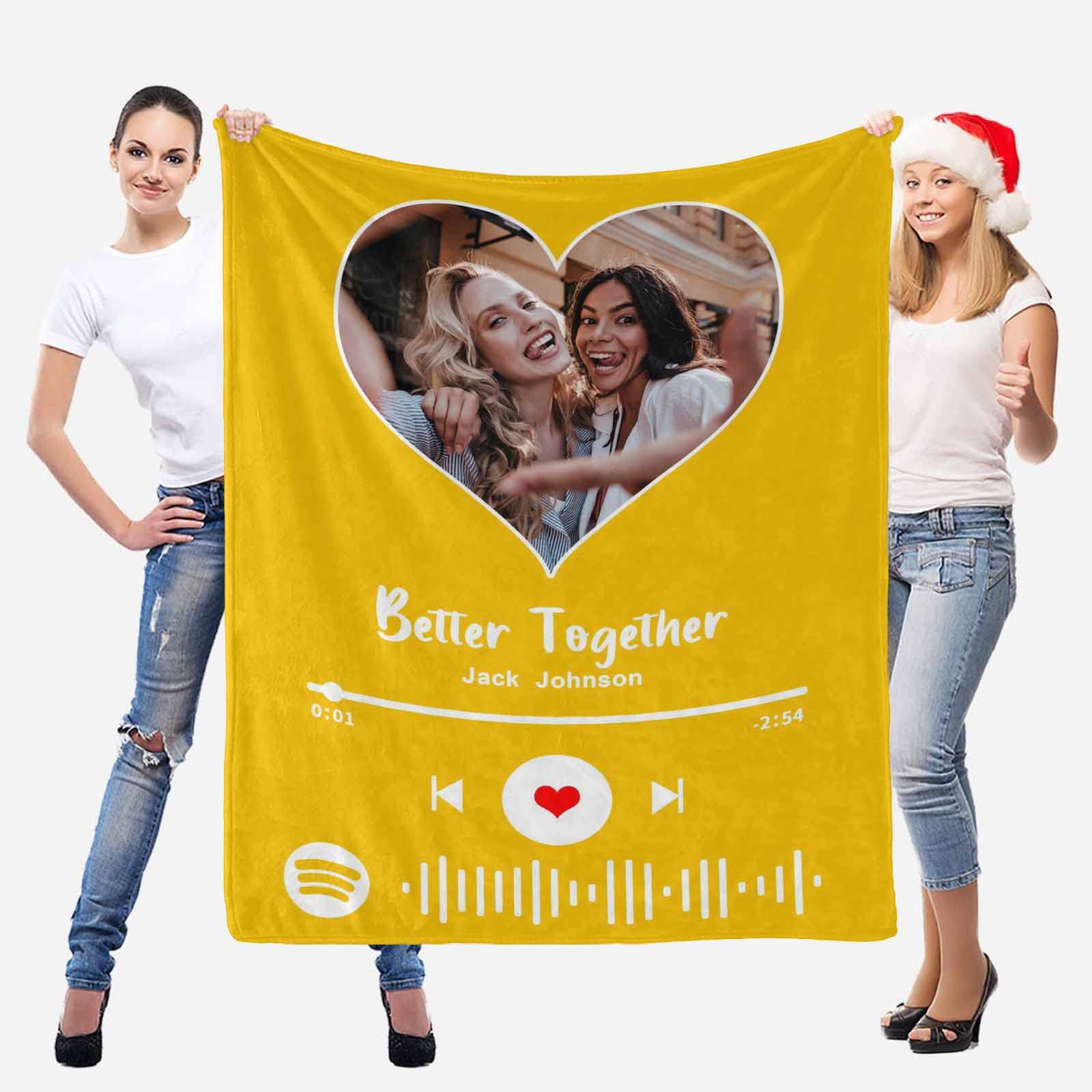 Best Friend Birthday Gifts - Custom Spotify Code Music Blanket with BFF Photo, 70