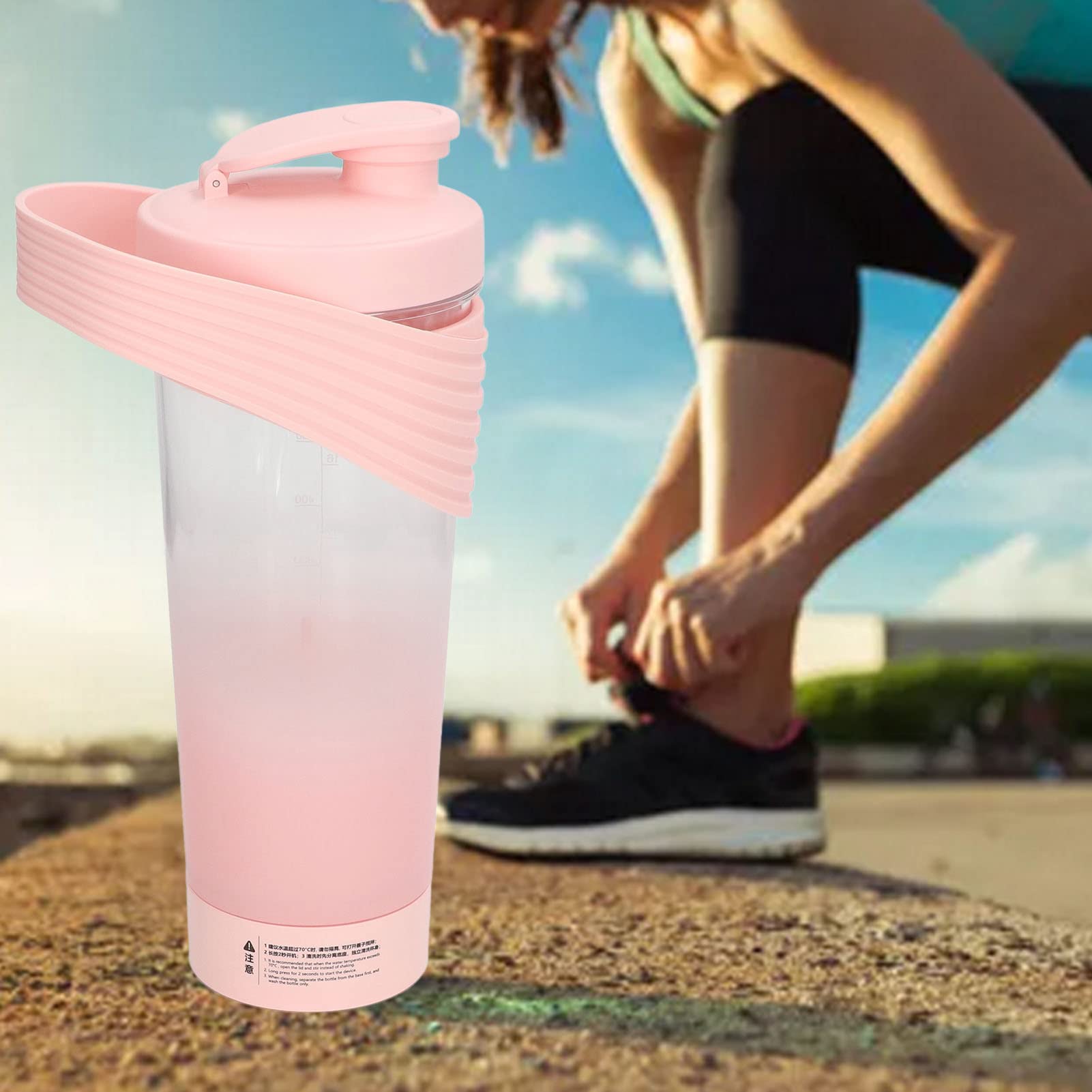 Dpofirs 800mL Electric Protein Shaker Bottle - USB Rechargeable Blender for Protein Powder, Smoothies & Meal Replacement - Perfect Gym, Office & Travel Companion (Rose)