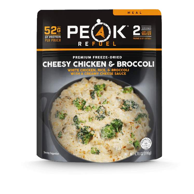 PEAK REFUEL Cheesy Chicken and Broccoli Freeze-Dried Meal - High Protein Backpacking & Camping Food for Hiking, Emergency Prep & Outdoor Adventures