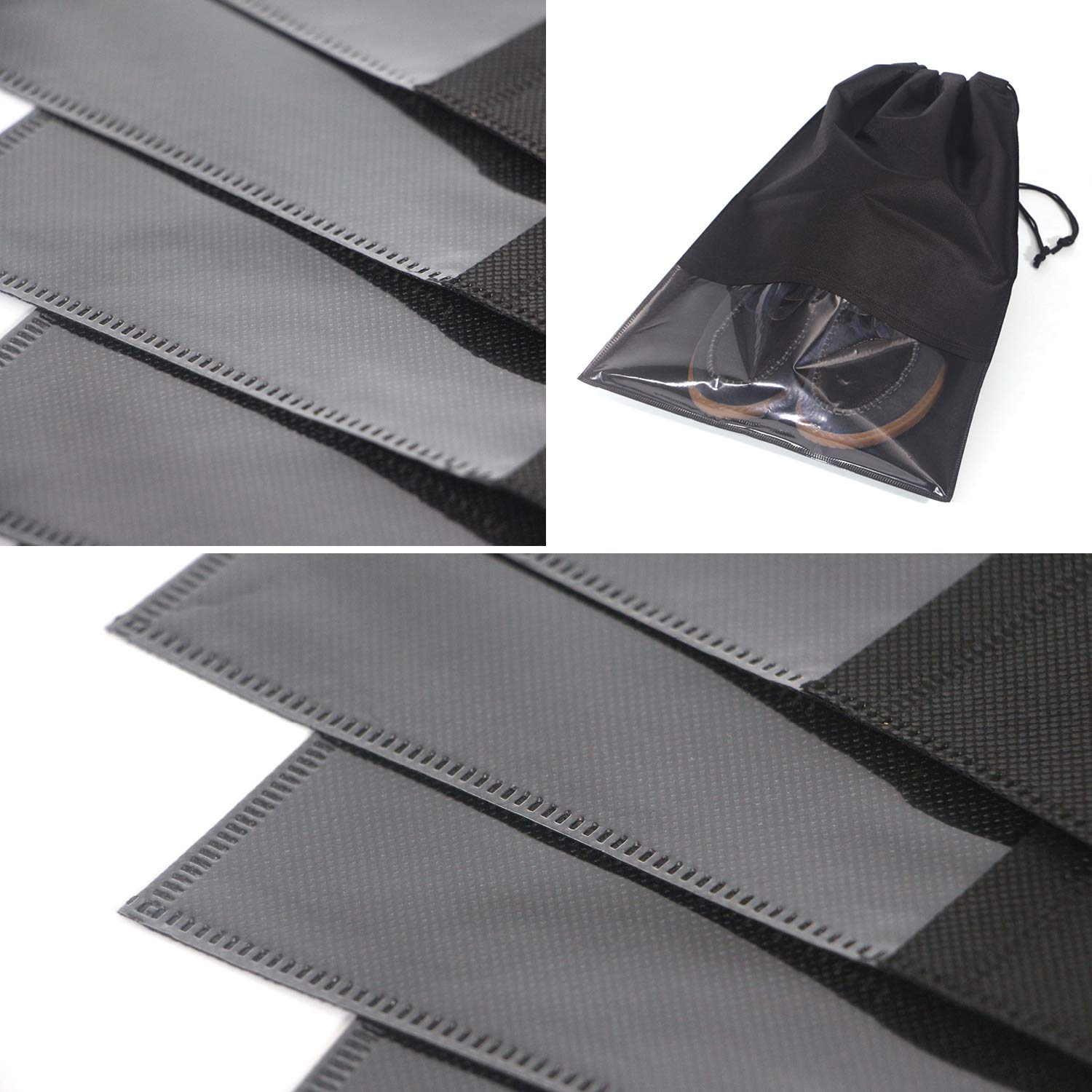 12PCS Travel Shoe Bags with Drawstring - Large Shoe Storage Pouches for Men & Women - Black - Perfect for Packing, Gym, Camping & Organization