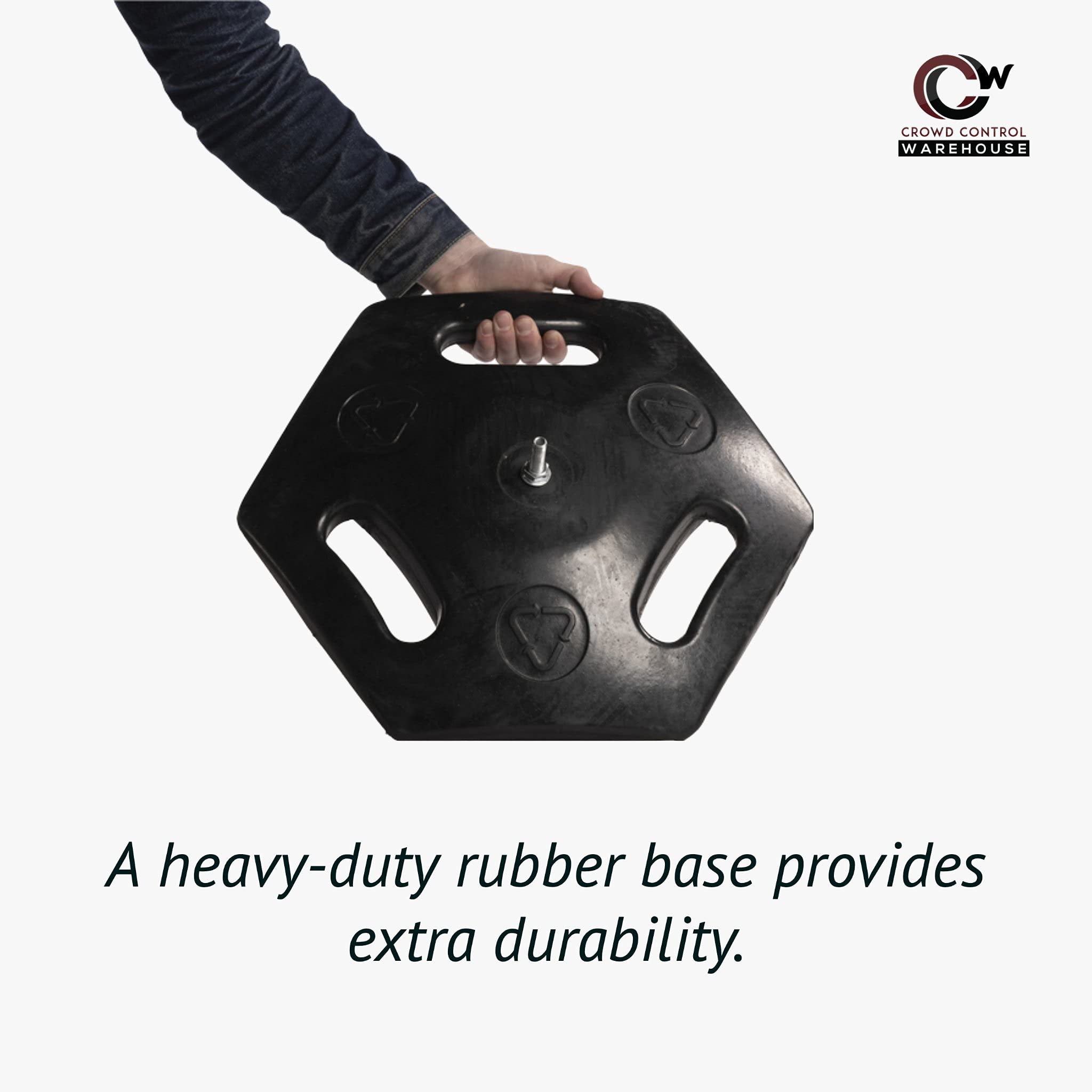 CCW Series WBB-200 Set of 2 Outdoor Safety Rubber Base Stanchion Retractable Belt Barriers - Easy to Assemble, No Tools Required (11 Foot Belt, Yellow) - Perfect for Crowd Control, Event Queue Management & Social Distancing in Stores, Banks and Public Spaces