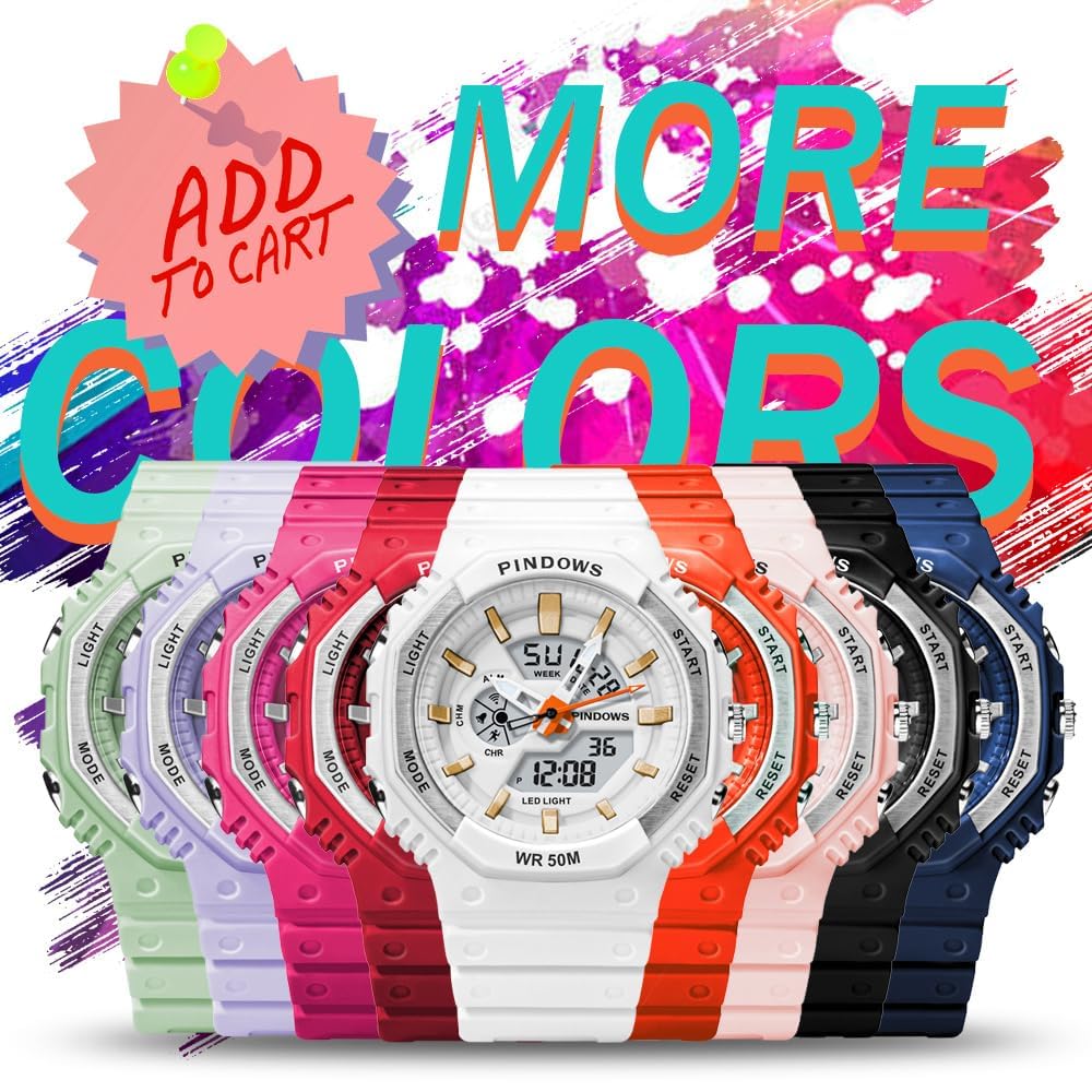 Findtime Women's Digital Sports Watch - Waterproof LED Backlight with Alarm & Stopwatch - Perfect for Running, Swimming, Gym & Everyday Fashion Wear