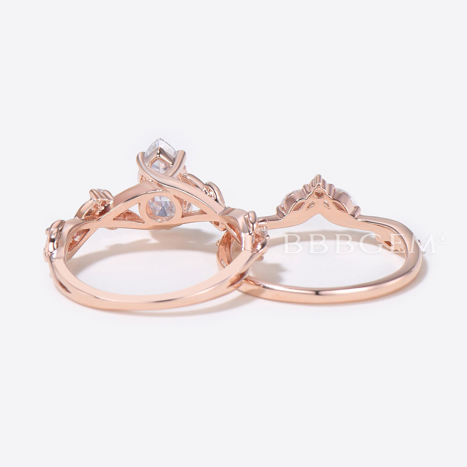Marquise Cut Moissanite Engagement Ring Set with Leaf Branch Design - Perfect for Wedding Proposals, Anniversaries & Romantic Gifts