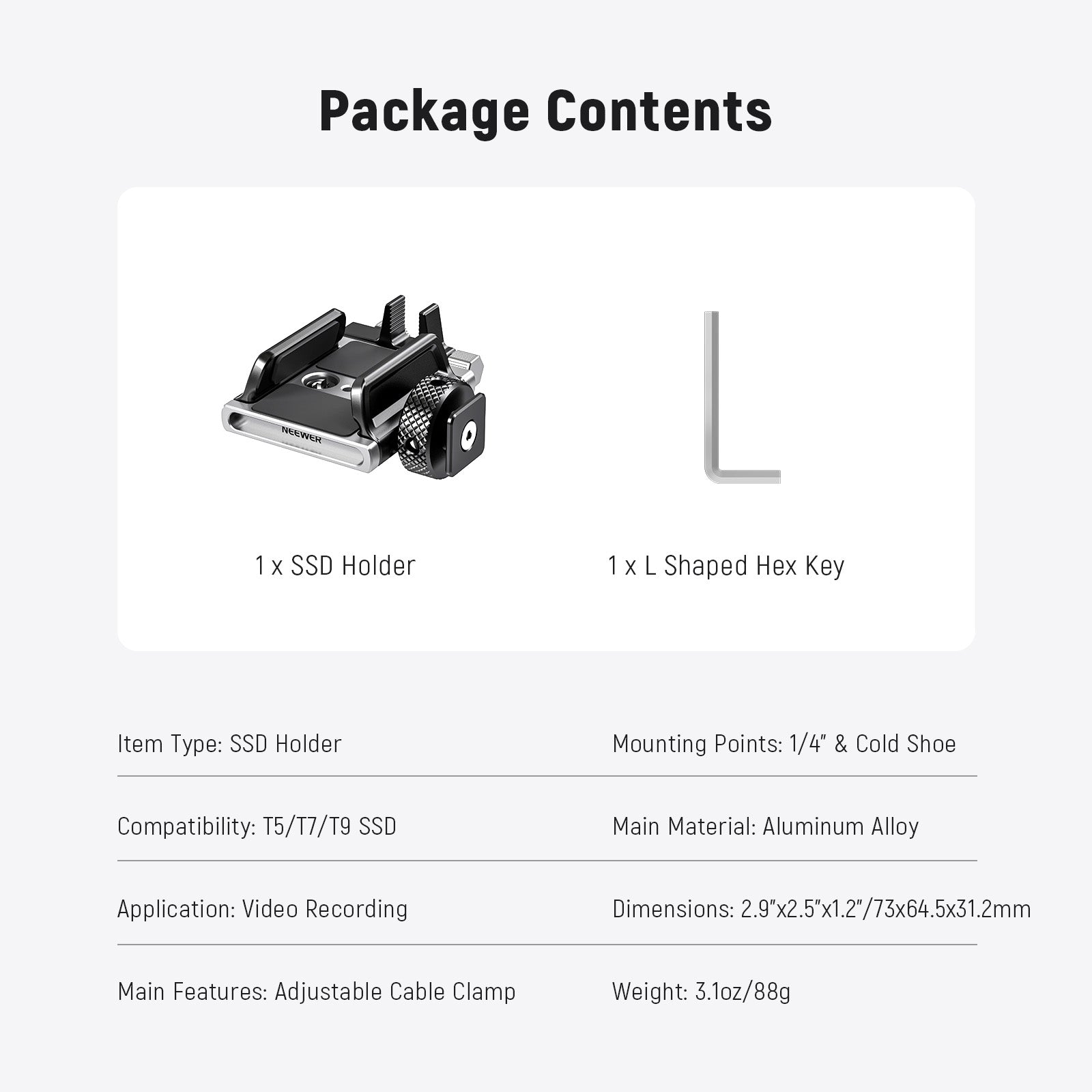 NEEWER UA059 Universal SSD Holder for iPhone 15 Pro & 15 Pro Max - Compatible with T5/T7/T9 SSDs - Perfect for Mobile Filmmaking & Photography Accessories