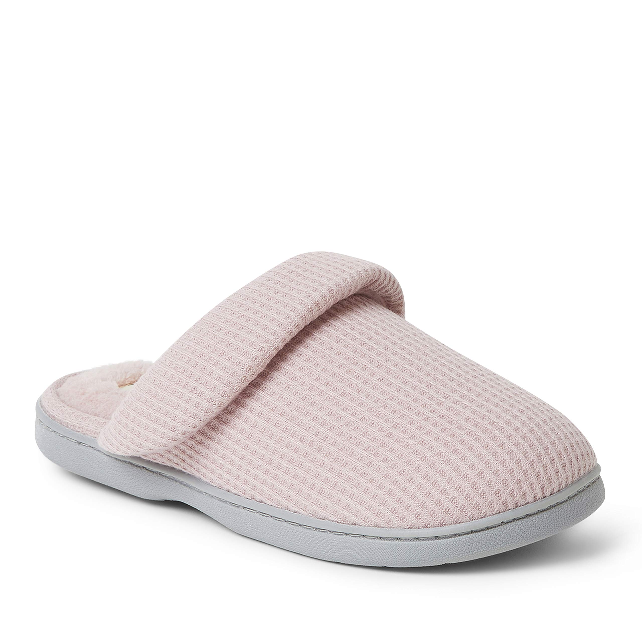Dearfoams Women's Eleanor Waffle Knit Scuff Slippers - Soft Indoor House Shoes for Women, Cozy Home & Lounge Wear, Perfect for Relaxing, Comfortable Slip-On Slippers for All-Day Wear