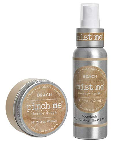 Stress Relief Combo Pack - Aromatherapy Mist Me Spray & Sensory Pinch Me Dough (3oz, Beach Scent) for Office, Travel & Home Relaxation