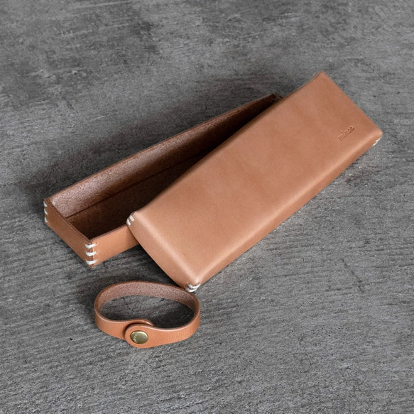 Premium Handmade Japanese Tochigi Leather Pencil Case - Genuine Leather Pen Holder for Students & Professionals - Perfect for Office, School & Travel Organization