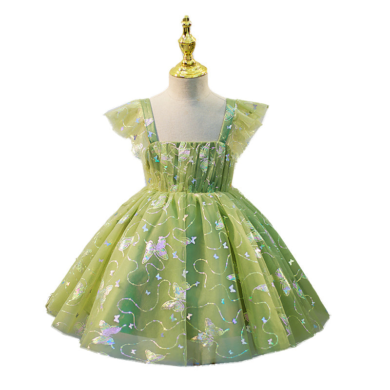 Easter Princess Dress for Baby Girls - Sleeveless Summer Green Butterfly Party Dress for Birthday, Photo Shoots & Special Occasions