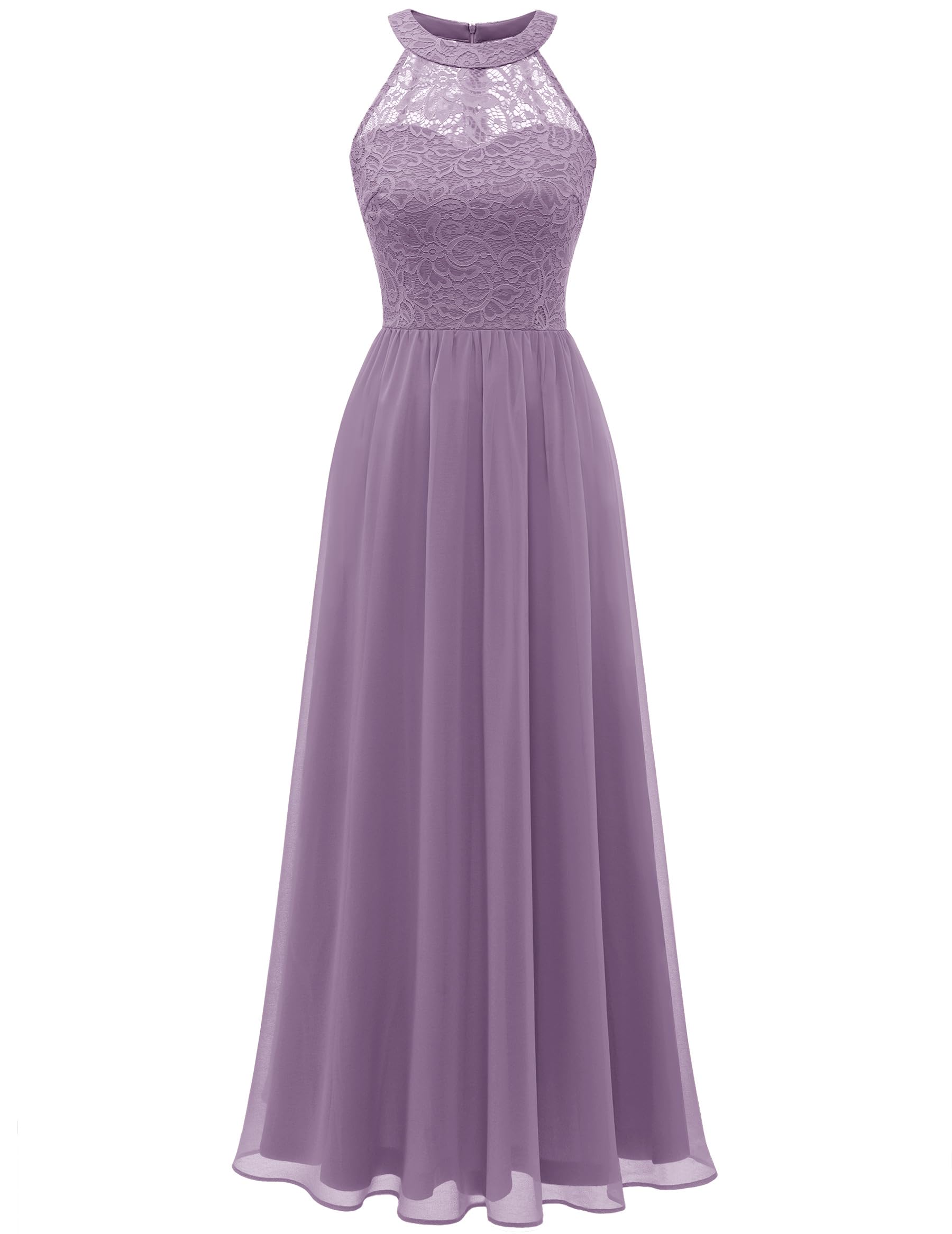 Wedtrend Women's Formal Prom Dress - Elegant Halter Neck Long Gown with Floral Lace for Bridesmaids, Evening Parties & Special Occasions
