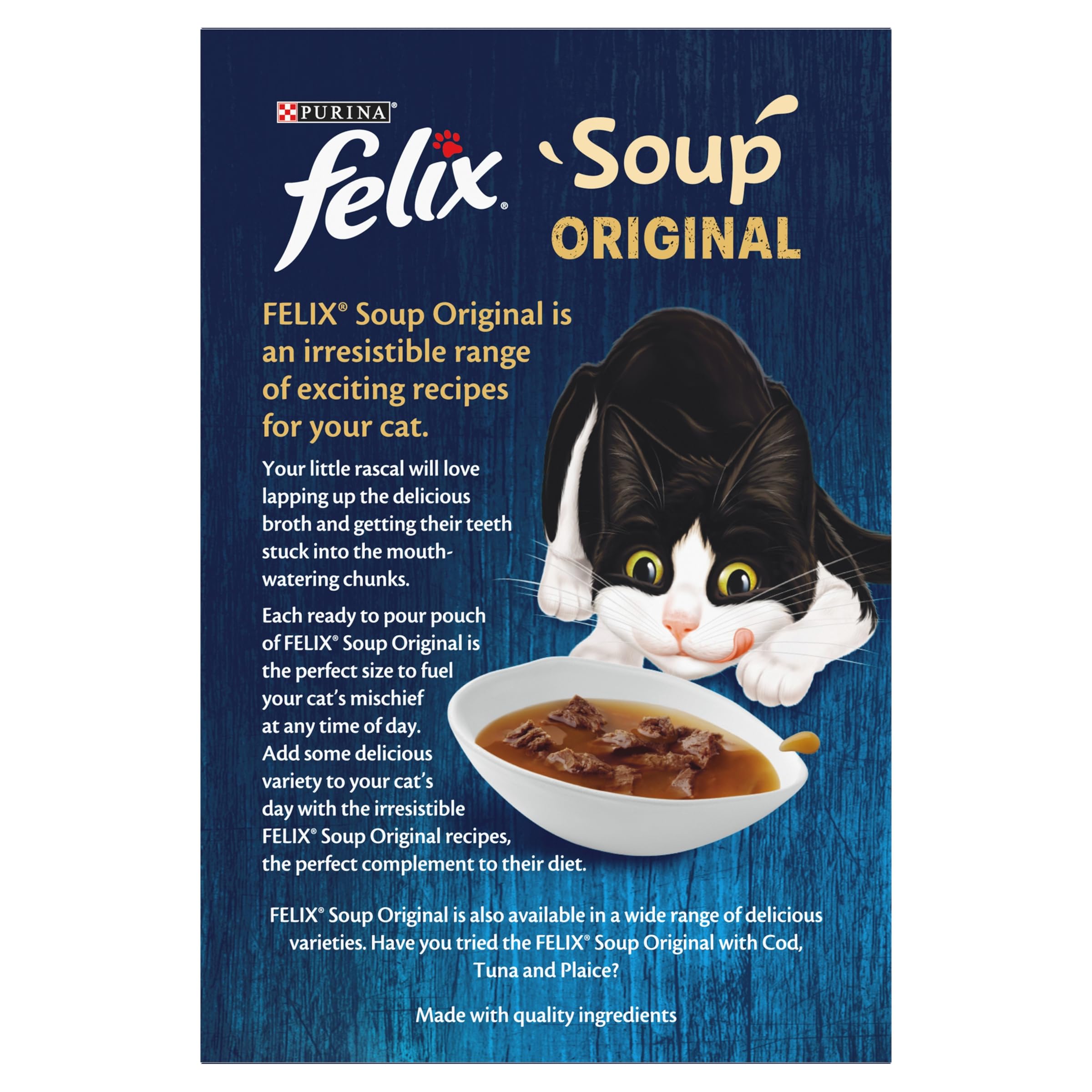 Premium Felix Soup Cat Food - Fish Selection (6x48g, Pack of 8) | Delicious Wet Cat Food for Adult Cats | Perfect for Mealtime, Travel & Treats