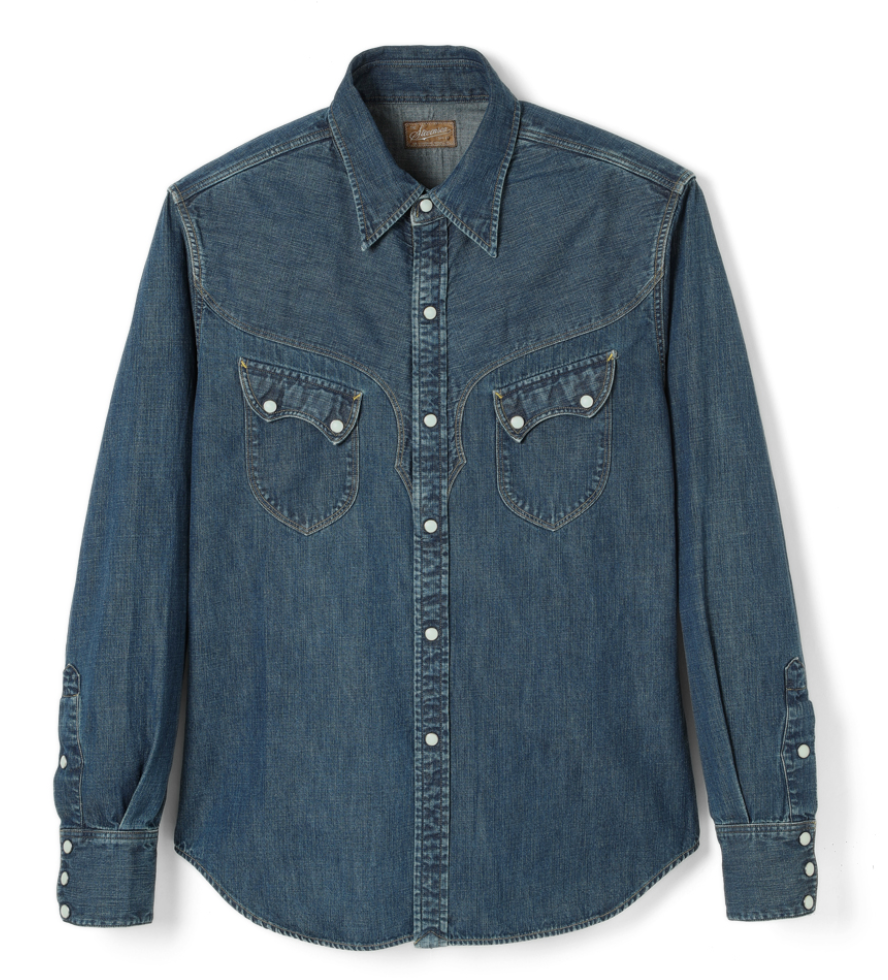 Stevenson Overall Co. CD3 Cody Snap Indigo Western Denim Shirt - Faded Vintage Wash for Men | Western Style, Casual Wear & Outdoor Adventures