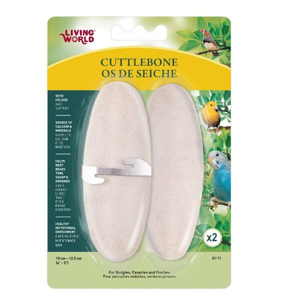 Premium Living World Cuttlebone with Holder for Birds - Natural Calcium Supplement for Parrots, Cockatiels & Small Birds - Perfect for Cage Accessories & Beak Trimming