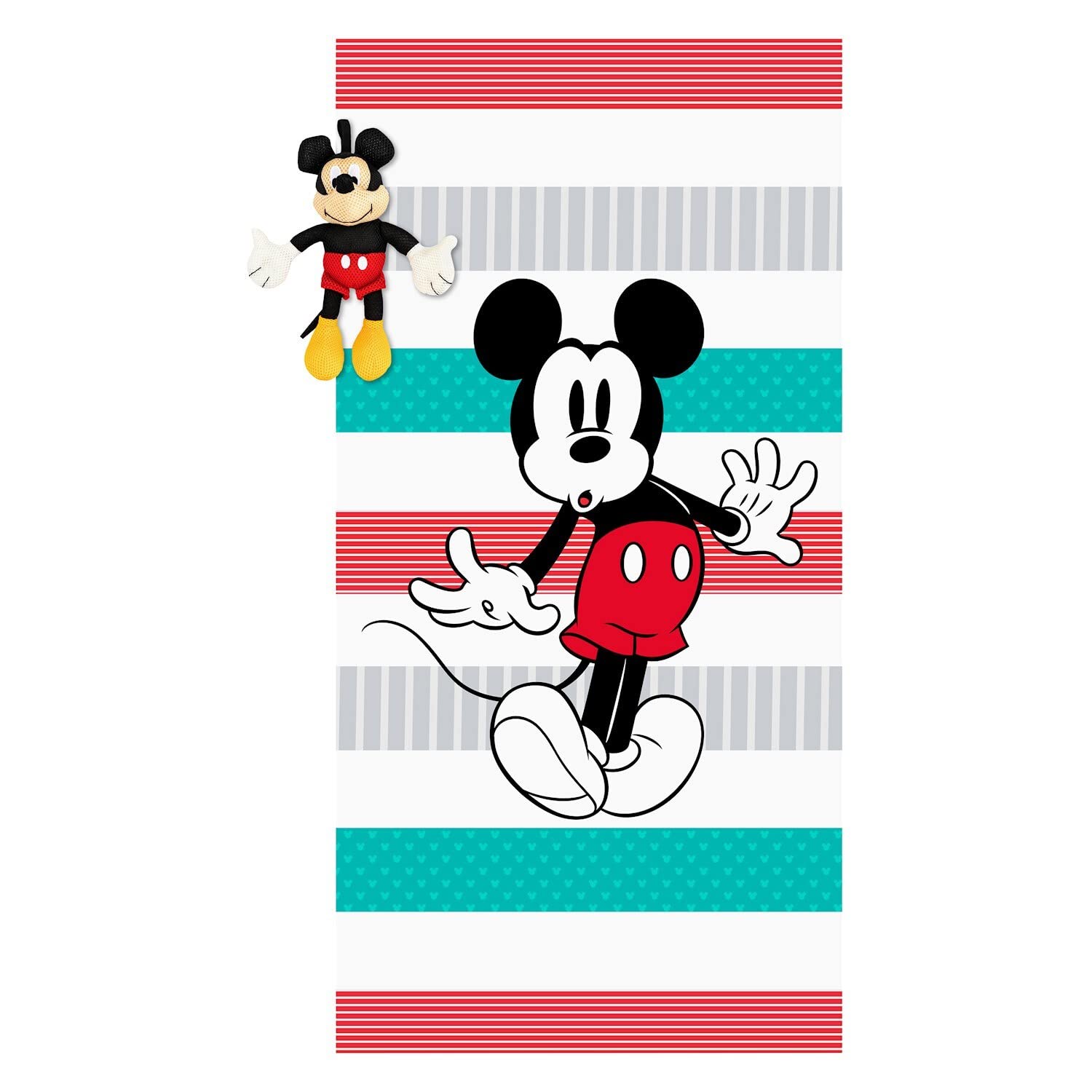 Disney Mickey Mouse Bath Towel and Buddy Set for Kids - Soft & Absorbent Bath Towels with Plush Mickey Buddy - Perfect for Bath Time, Beach, Pool & Gifts