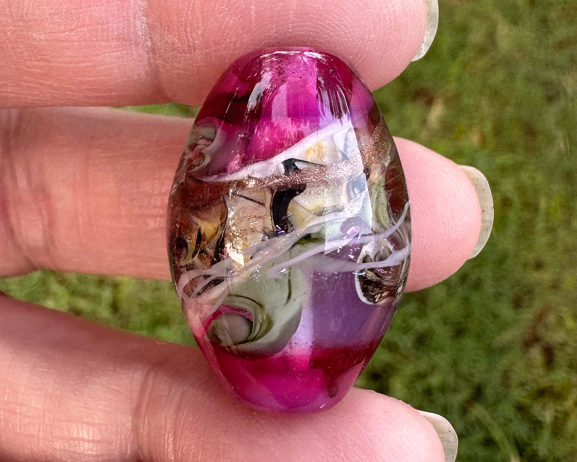 Pink Swirling Dichroic Lampwork Focal Bead - Handmade Glass Bead for Jewelry Making, DIY Crafts, Necklaces & Bracelets - Perfect for Beaders and Artisan Creations