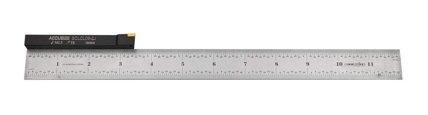 Accusize 3/8'' Shank 7-Piece Indexable Carbide Turning Tool Set with Fitted Case (2387-2003) - Perfect for Lathe Turning, Facing, and Threading Operations in Metalworking