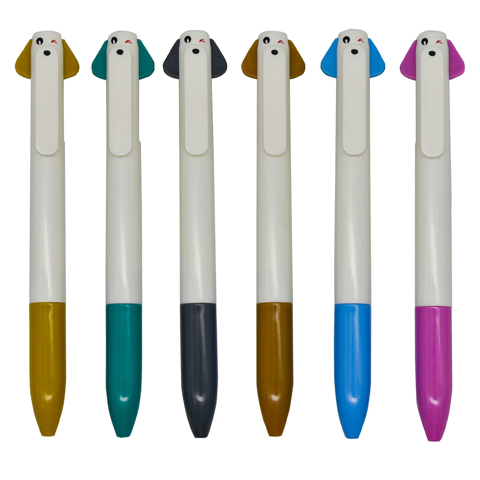 Maydahui 12-Pack Cute Dog Shaped Ballpoint Pens - Retractable Gel Ink Pens with Cartoon Puppy Design (Black & Red) for School, Office & Gifts | Fun Writing Supplies for Kids & Students