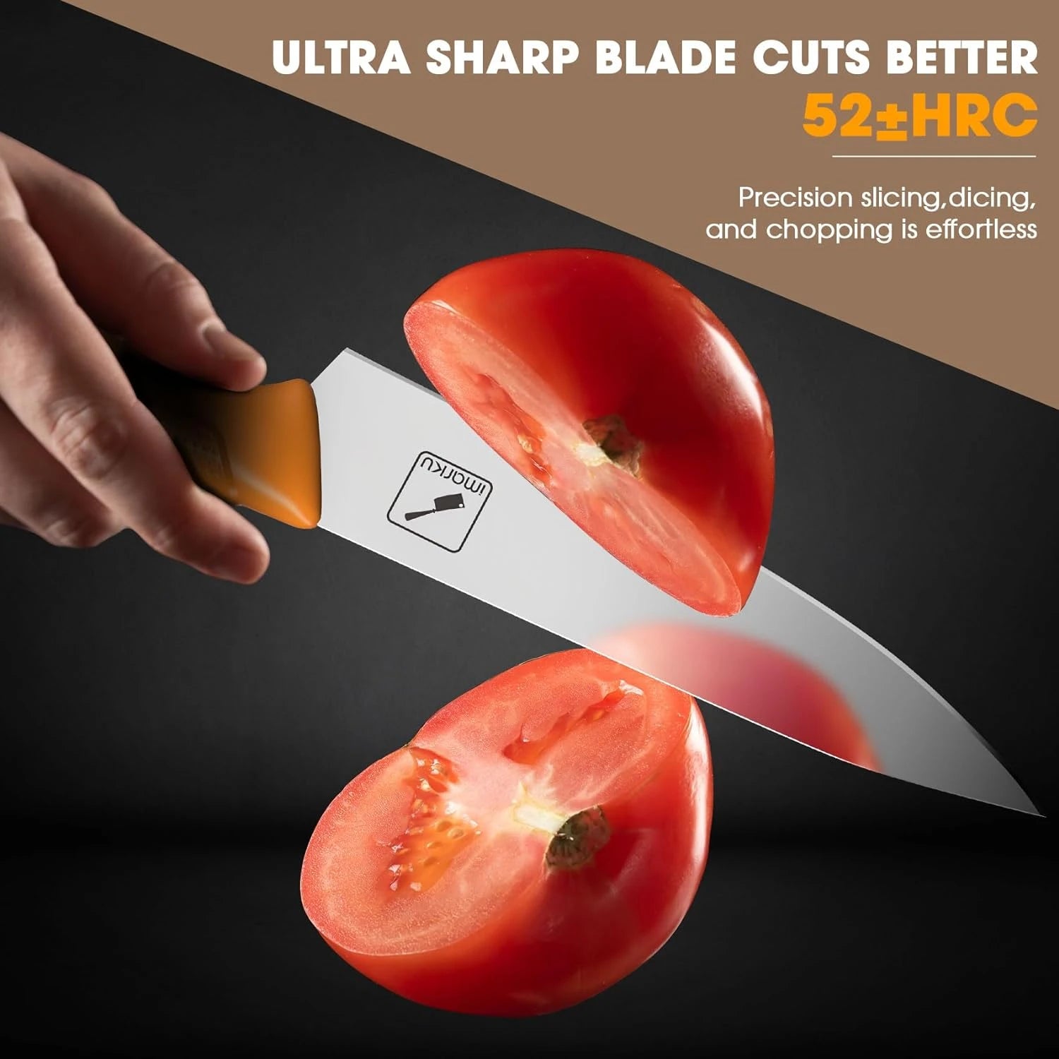 Premium Orange Knife Set with Stainless Steel Blades & Ergonomic PP Handles - Perfect for Kitchen, Camping, BBQ and Outdoor Cooking