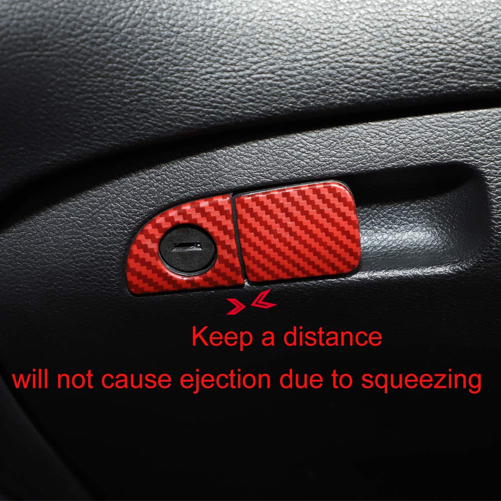 **Premium ABS Red Carbon Fiber Interior Door Handle Trim for 2015-2024 Dodge Challenger & Charger – 2-Piece Set – Upgrade Your Ride with Stylish Storage Box & Glove Switch Accessories – Perfect for Car Enthusiasts & Customization**