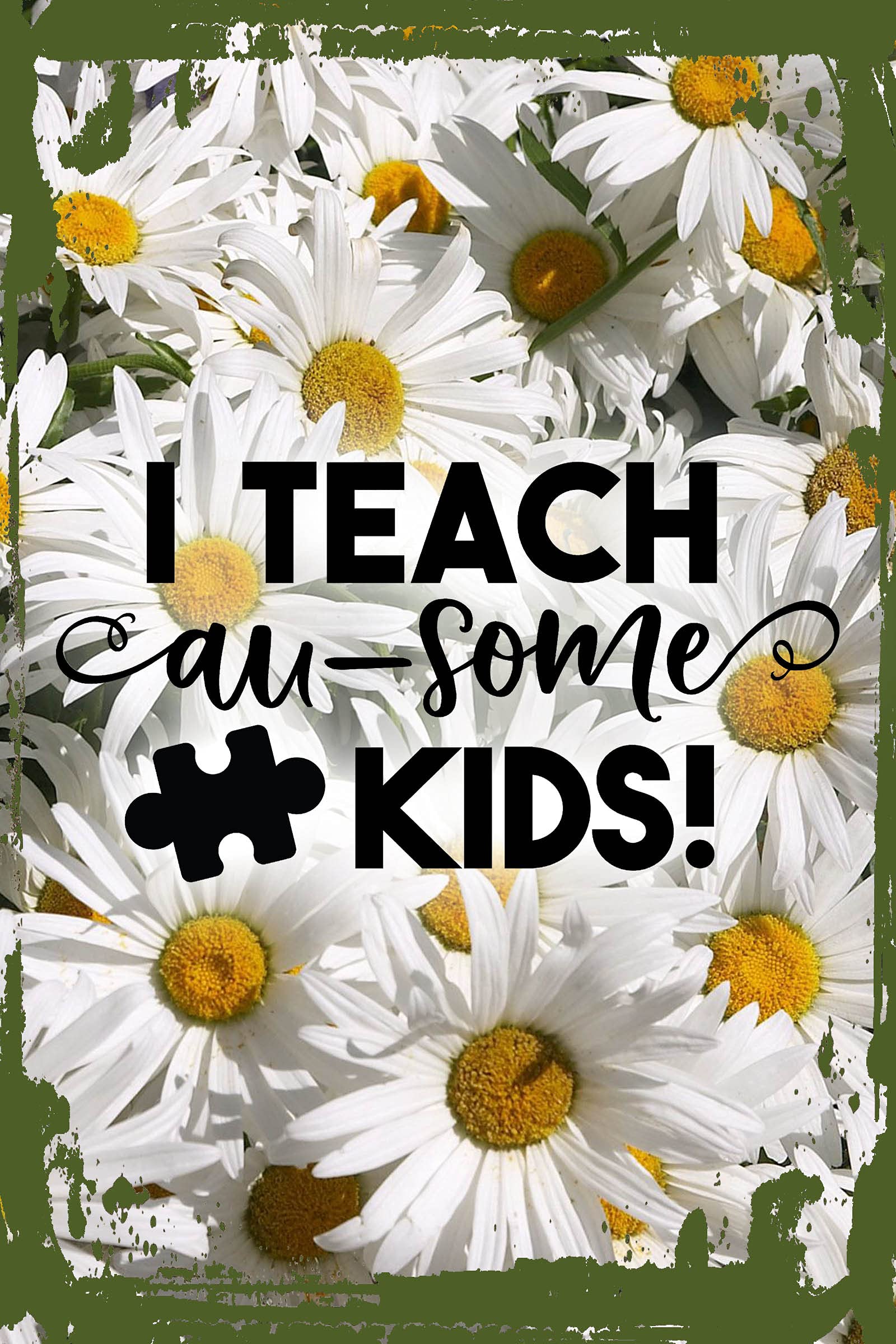 Autism Awareness Wall Decor - 8x12 Puzzle Piece Daisy Flower Wall Art for Teachers, Supportive Classroom Sign, Funny Gift for Special Education & Autism Support - Perfect for Classrooms, Therapy Rooms & Home Decor