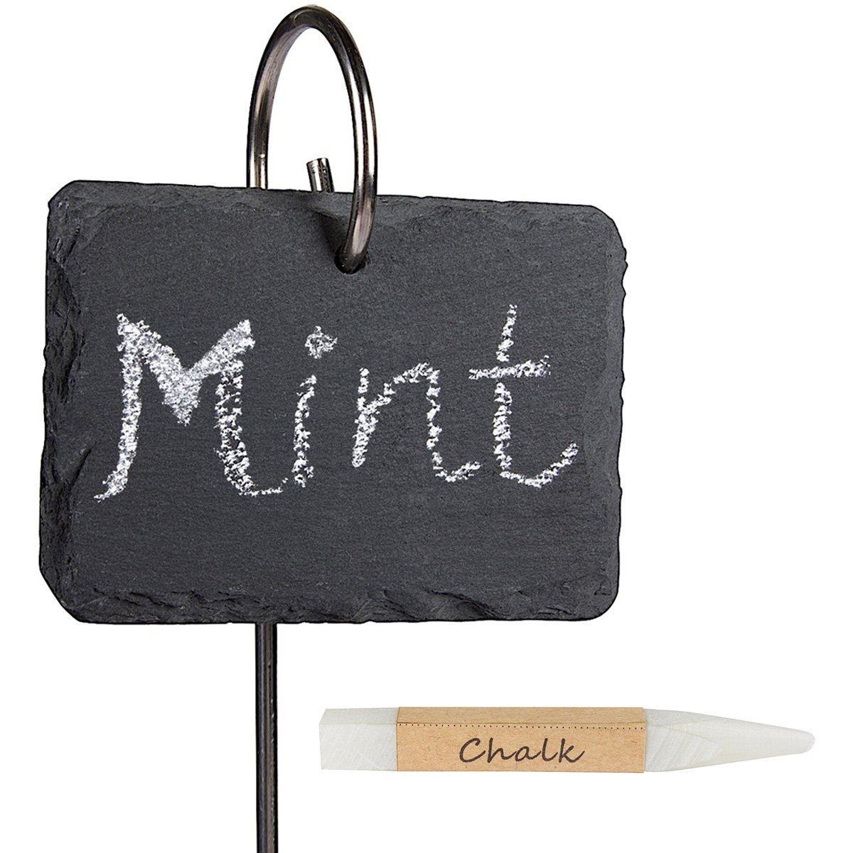 LULIND 5-Pack Slate Plant Labels with Steel Stakes & Chalk Pencil - Garden Markers for Herbs & Vegetables