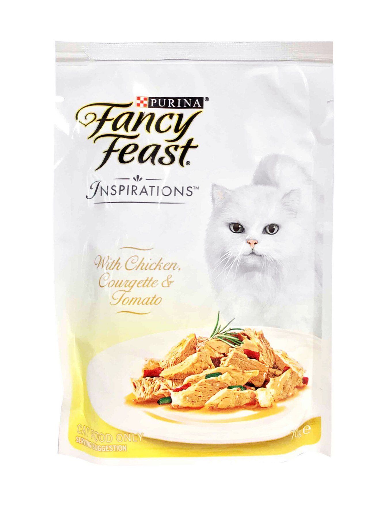 Fancy Feast Inspiration Chicken, Courgette & Tomato Pouch Cat Food 70g - Grain-Free Wet Cat Food for Adult Cats | Perfect for Mealtime, Travel & Treats
