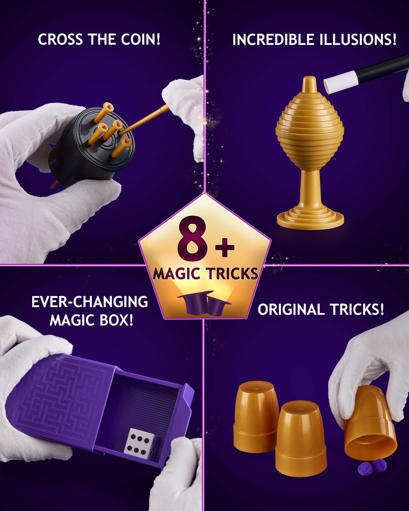 Japace STEM Magic & Science Kit for Kids Ages 6-12 - 75+ Magic Tricks & Chemistry Experiments - Educational Learning Toys for Boys & Girls - Perfect for Birthday, Christmas Gifts & STEM Classroom Activities