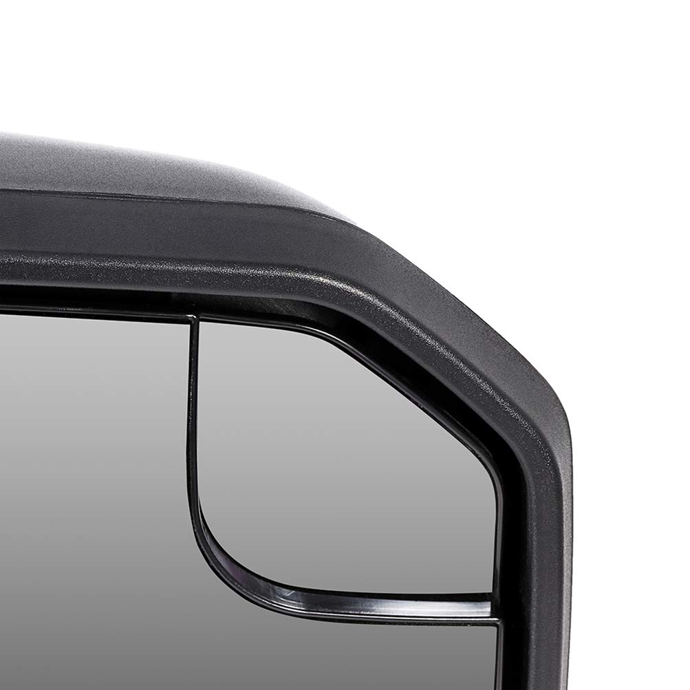 2015-2019 Ford F150 Power Adjustable Heated Towing Mirrors with Turn Signal - Black Housing Manual Folding & Telescoping Pair (Left & Right) - Perfect for Truck Towing, Highway Driving & Enhanced Visibility