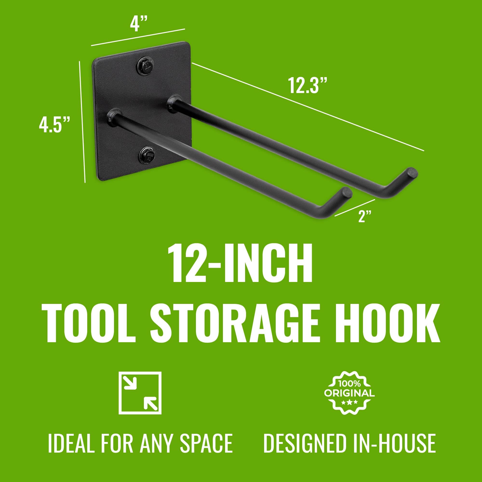 StoreYourBoard Heavy-Duty Garage & Garden Tool Wall Mount Hook - 50 lb Capacity Steel Rack for Shovels, Rakes & Yard Tools - Perfect for Garage Organization, Shed Storage & Outdoor Equipment Hanging
