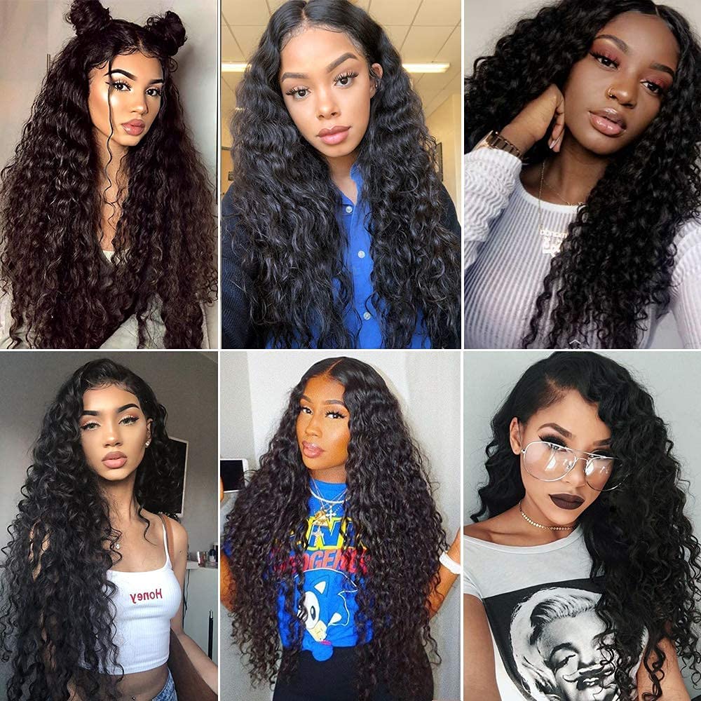 13x6 HD Lace Front Wigs Human Hair 180% Density Water Wave Wet & Wavy Curly Lace Wig - Pre Plucked with Baby Hair, Natural Color (22 Inch) for Daily Wear, Cosplay & Special Occasions