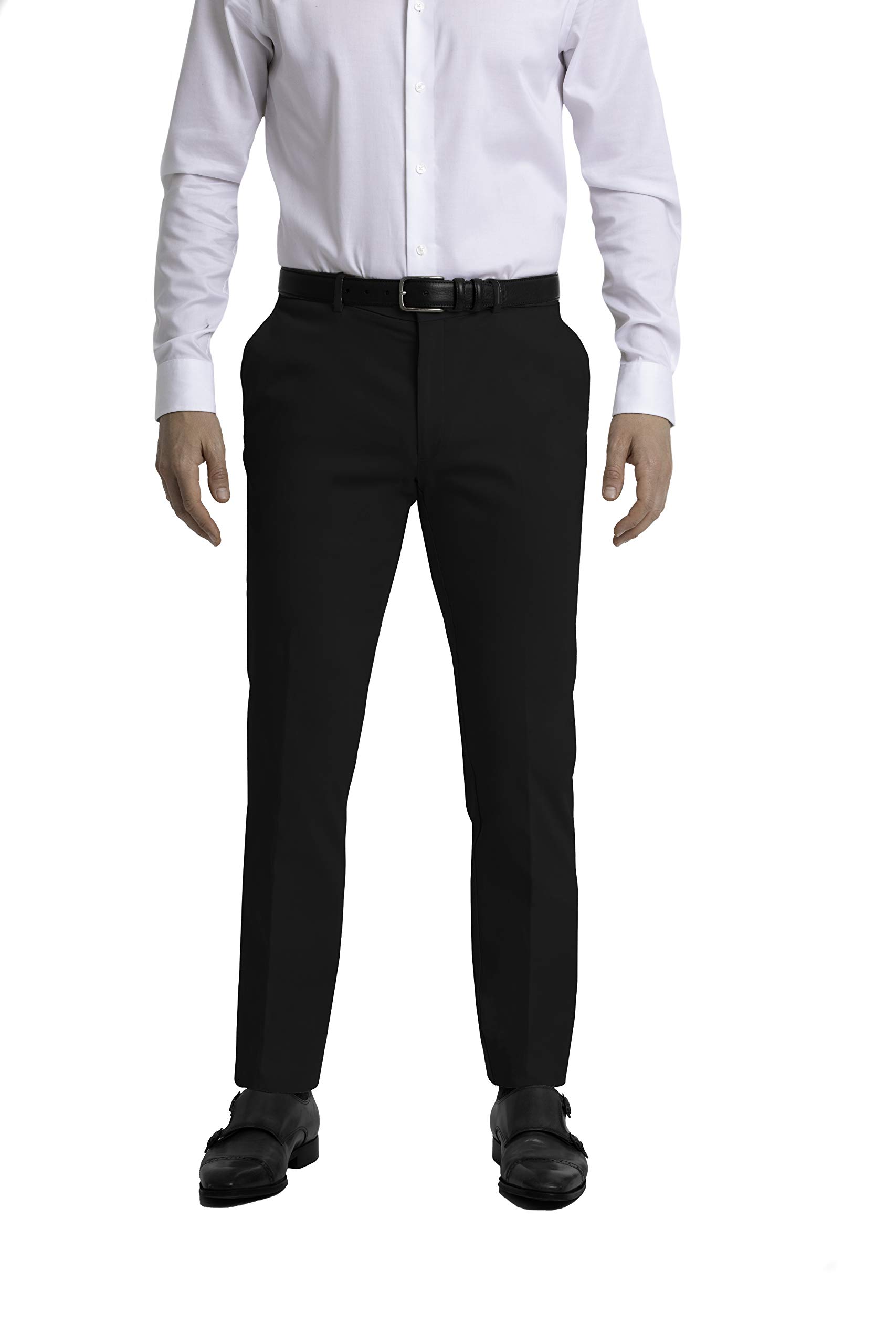 Tommy Hilfiger Men's Classic Fit Flat Front Chino Pants - Comfortable Slim Straight Casual Dress Trousers for Work, Office & Everyday Wear