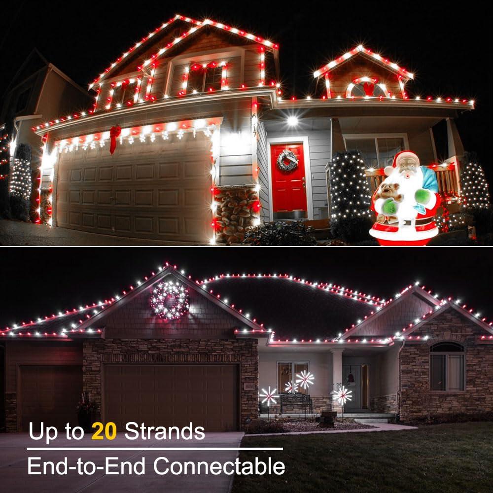 Brizled LED Christmas Lights - 2 Pack 33ft 100 LED Red & White C5 Faceted Bulbs, Connectable 120V UL Certified Indoor/Outdoor Holiday Lights for Christmas Tree, Roof, Party & Home Decor | Perfect for Holiday Lighting, Winter Decorations & Festive Celebrations