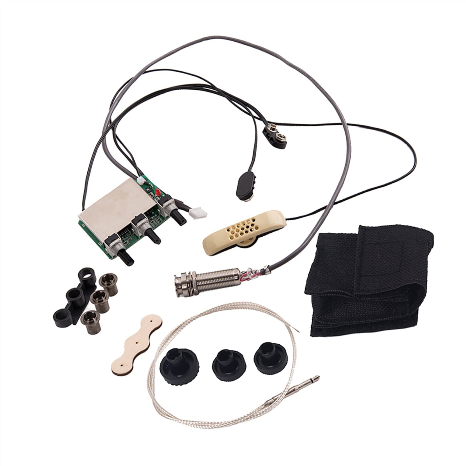 Acoustic Guitar Pickup - Piezo EQ Preamp with Wiring Harness for Folk & DIY Guitars | Perfect for Live Performances & Home Recording