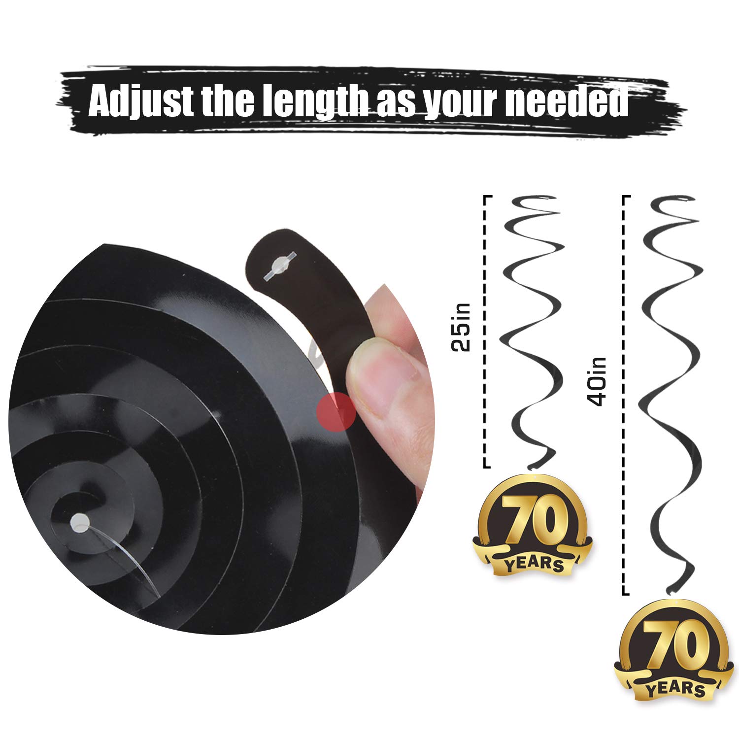 LINGTEER 70th Birthday Party Decorations Set - Happy Birthday Banner, Swirl Streamers & Hanging Backdrop for Seventy Years Old Celebration | Perfect for Milestone Birthday Parties, Retirement Events & Family Gatherings