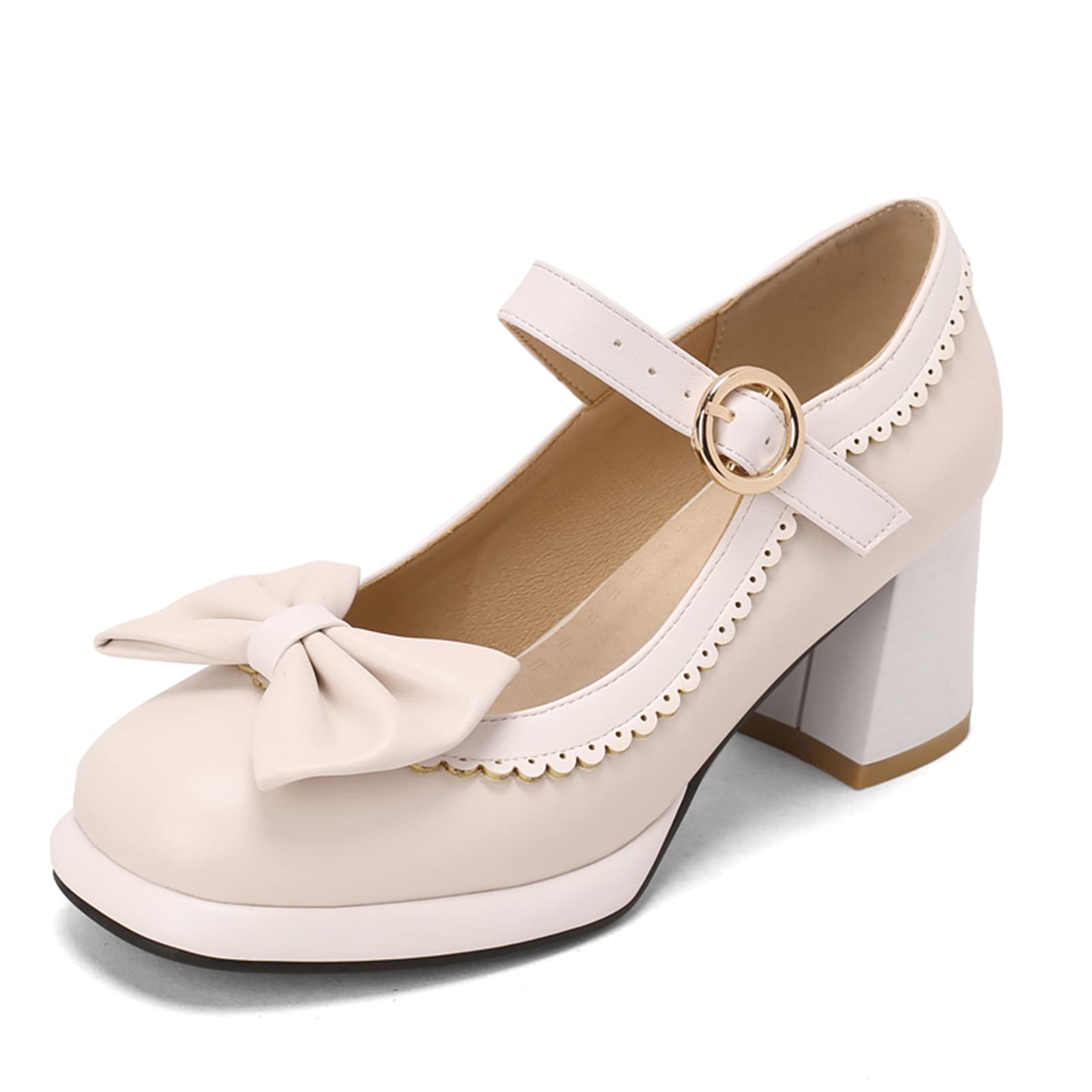 MEOTINA Women's Mary Jane Pumps - High Heel Platform Shoes with Cute Bow Detail | Elegant Office Work, Party & Wedding Dress Shoes for Women