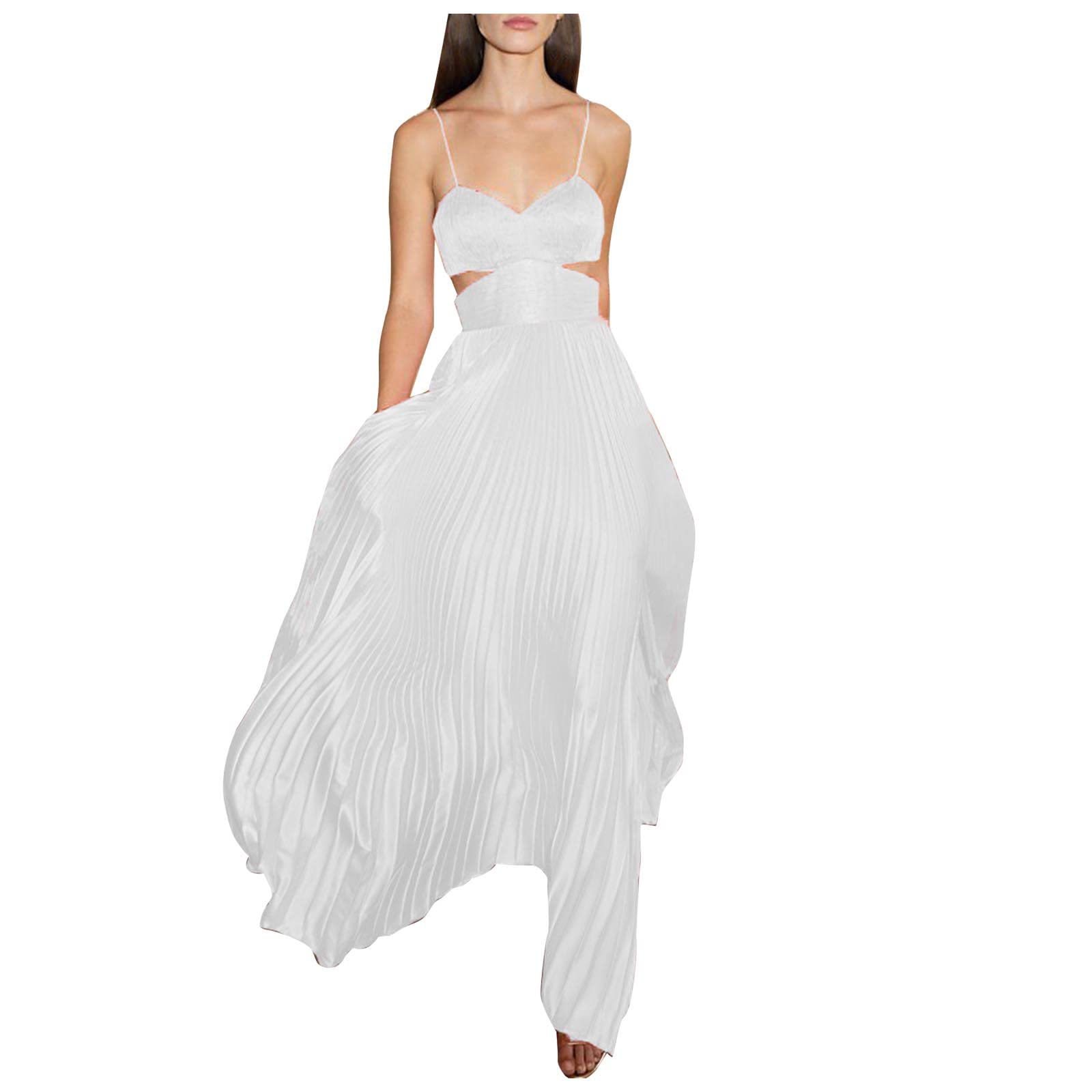 Elegant Women's Spaghetti Strap Long Dress - Sexy Sleeveless Wrap Tube Top Backless V-Neck Evening Gown for Cocktail Parties, Date Nights & Special Occasions