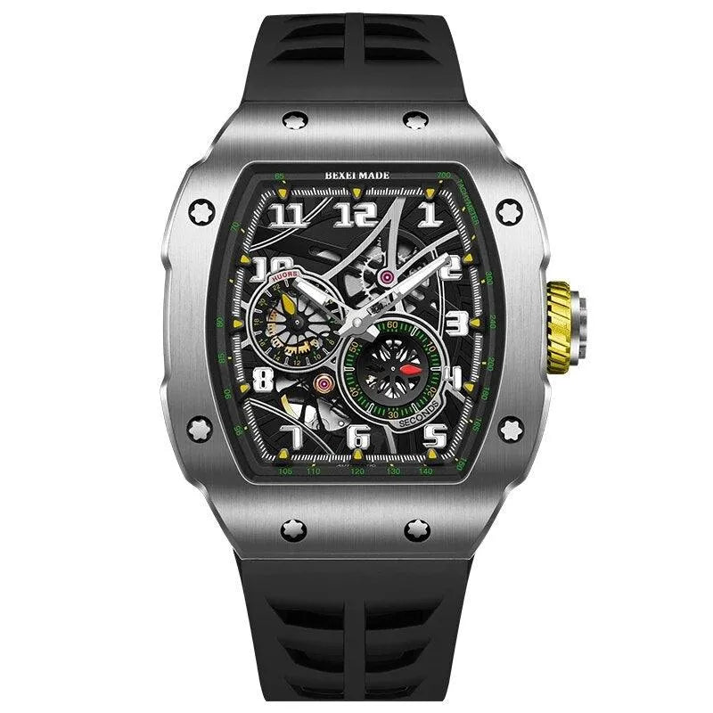 BEXEI 9088 Men's Automatic Watch - Carbon Fiber Case, Miyota 82S7 Movement, Sapphire Crystal, 50M Waterproof, Sporty Wind Design for Outdoor & Business Wear