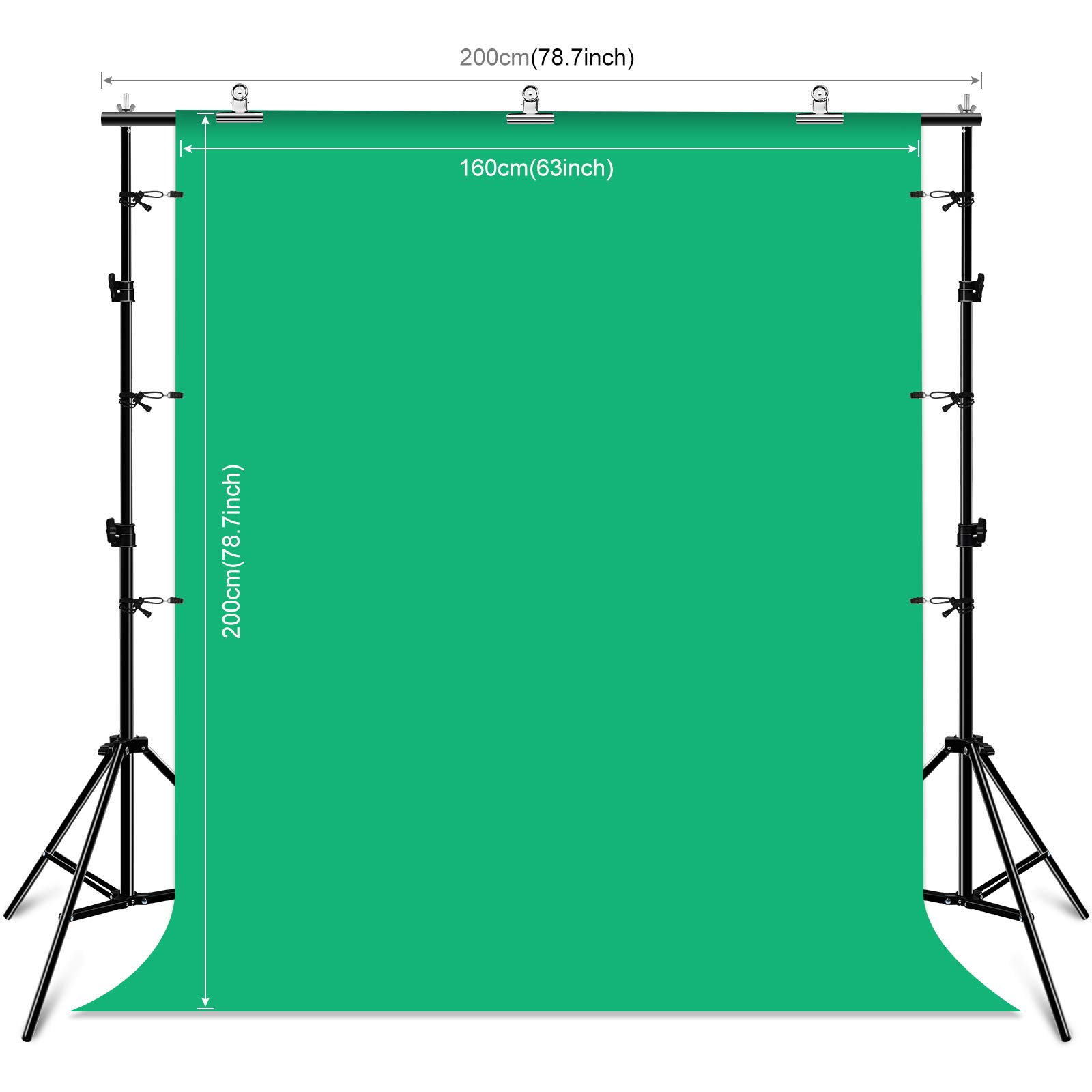 PULUZ 6.5x6.5ft/2x2M Photo Studio Backdrop Stand Kit with 5.3x6.5ft/1.6x2M Fabric Background (Red, Blue, Green) - Perfect for Portrait Photography, Product Shoots, YouTube Videos & Content Creation