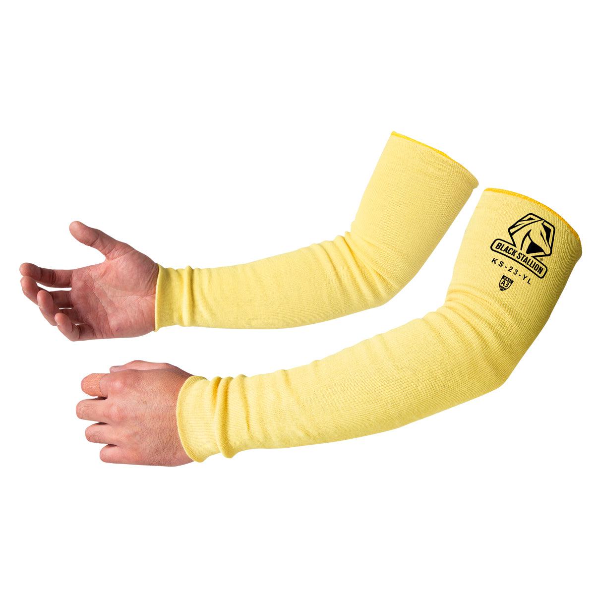 Black Stallion DuPont Kevlar Cut Resistant Arm Sleeves A3 Level Protection - KS23 | Heat & Abrasion Resistant Work Gloves for Construction, Welding & Industrial Safety