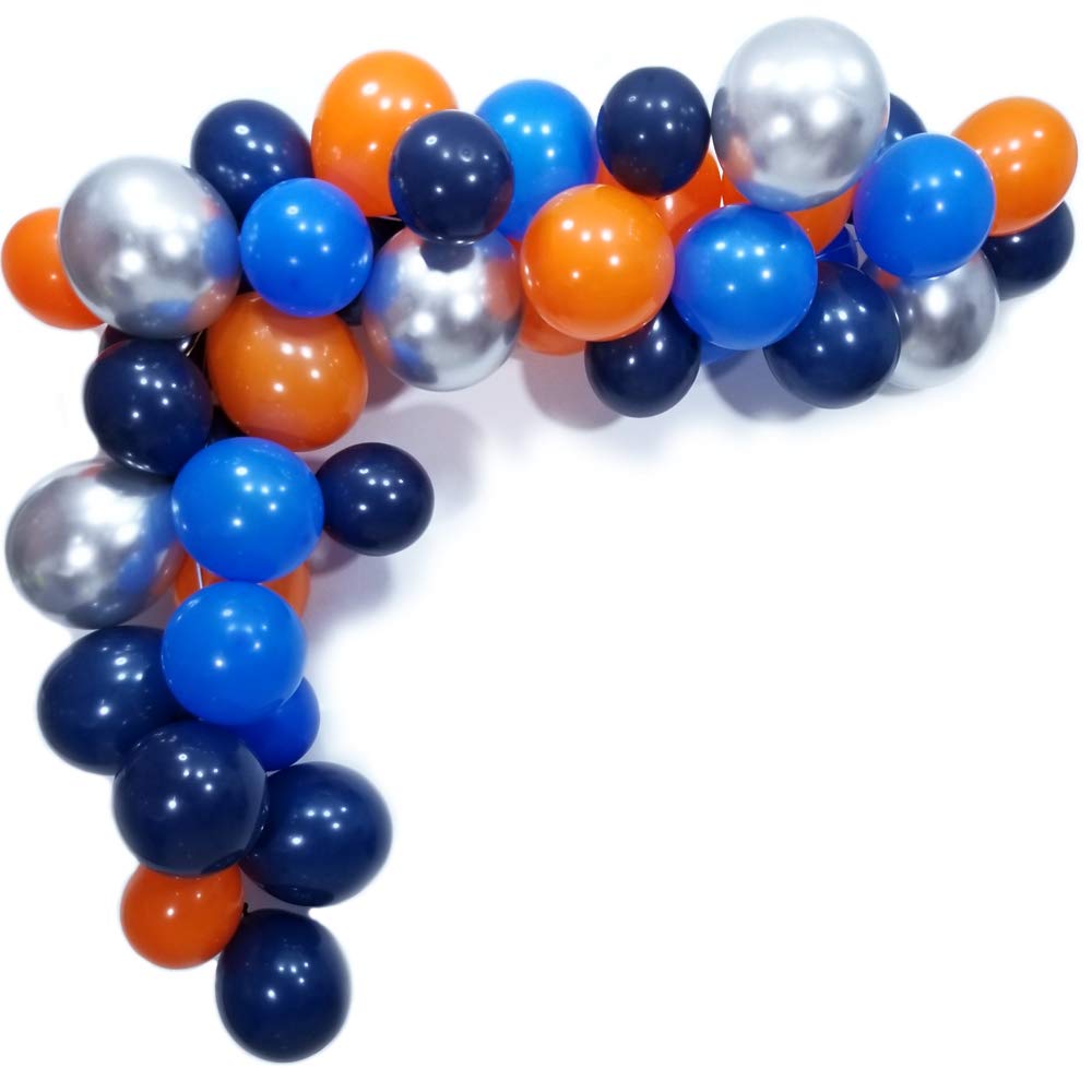 70 Pack Space Themed Latex Balloons - Royal Navy Blue, Orange & Blue with 12 Inch Metallic Silver Balloons for Outer Space Party Decorations, Baby Shower, Birthday Celebrations - Perfect for Galaxy Themed Events, Astronaut Parties & Cosmic Decor