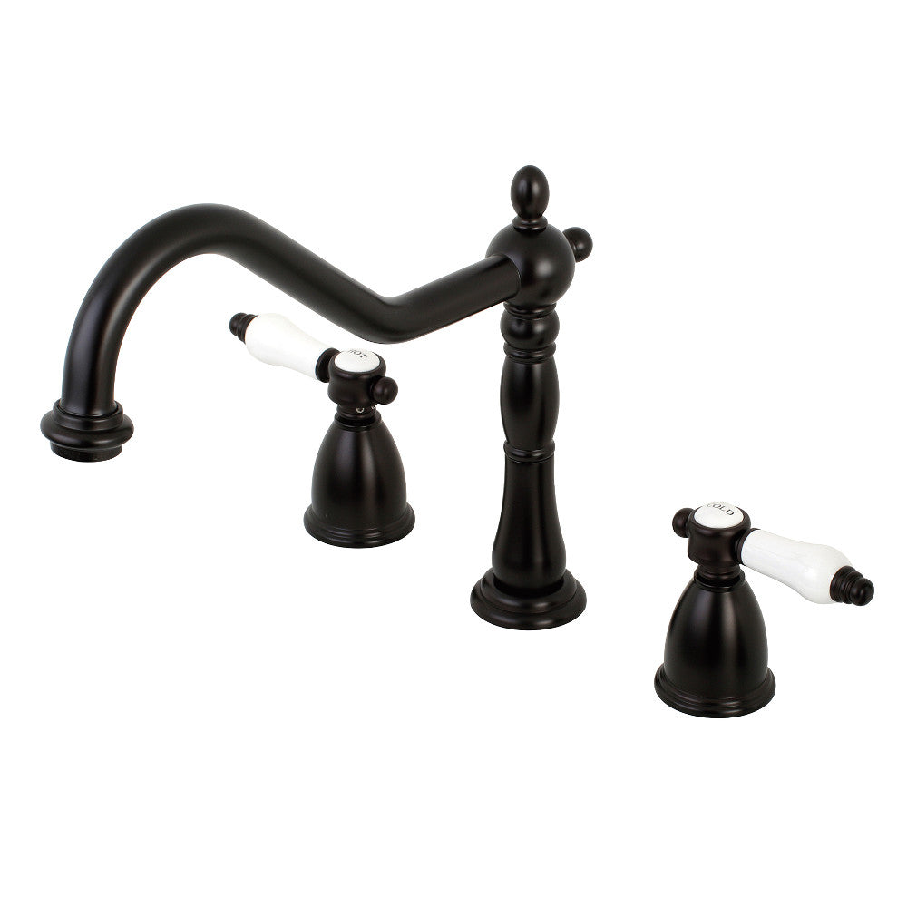 Kingston Brass KB1792BPLLS Bel Air Widespread Kitchen Faucet - Modern Pull-Down Sprayer, Oil Rubbed Bronze Finish - Perfect for Farmhouse & Contemporary Kitchen Sinks