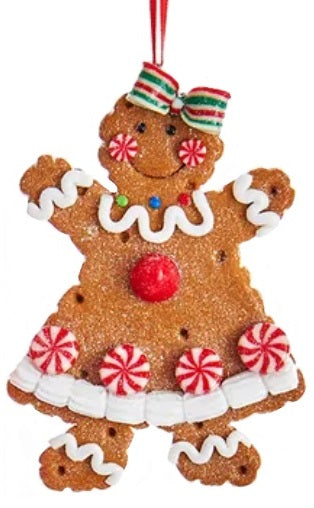 4-Piece Clay Dough Gingerbread Boy and Girl Ornaments Set - Handmade Christmas Tree Decorations for Holiday Home & Party Decor