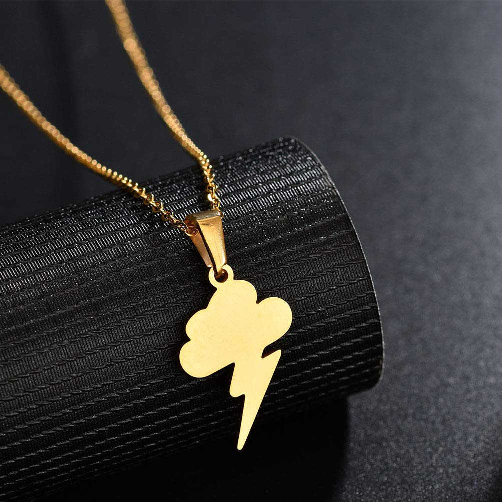 Hypoallergenic Surgical Stainless Steel Lightning Cloud Pendant Necklace for Men & Women - Perfect for Everyday Wear, Gifts, and Fashion Accessories