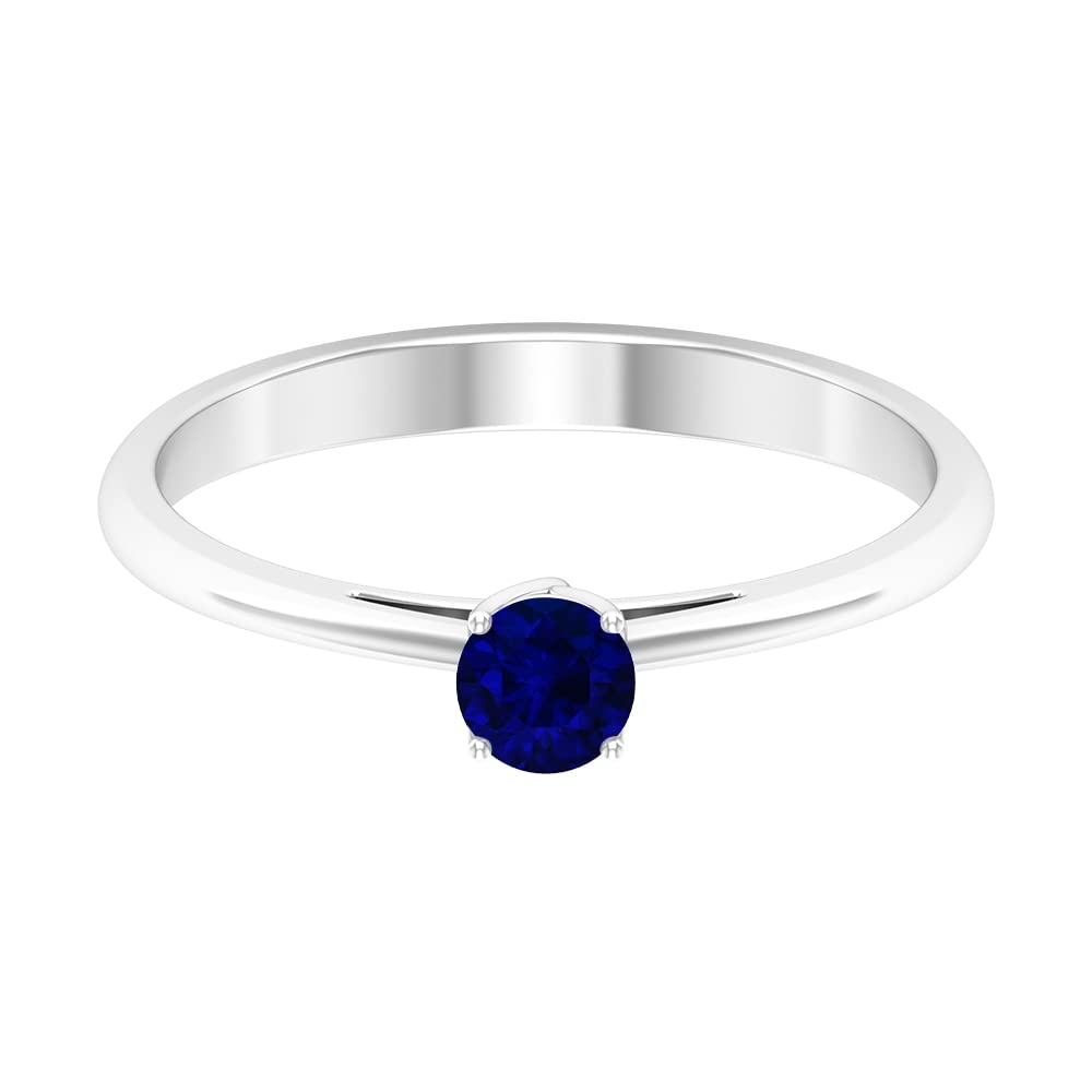 1/4 CT Blue Sapphire Ring for Women - 14K Solid Gold Solitaire Ring, Elegant & Simple Blue Sapphire Engagement Ring, Wedding Band, Anniversary Gift for Her, Perfect for Proposals & Special Occasions